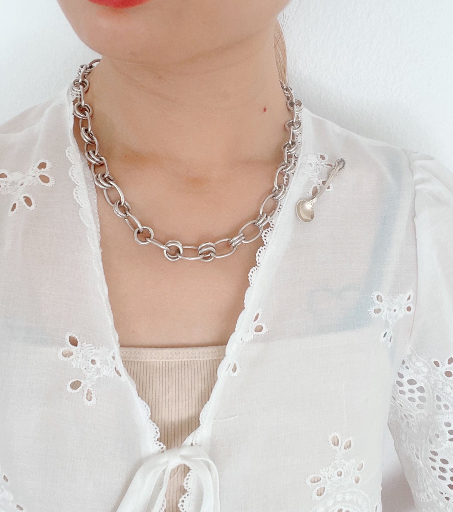 Vintage Mexican Silver Chain Necklace.