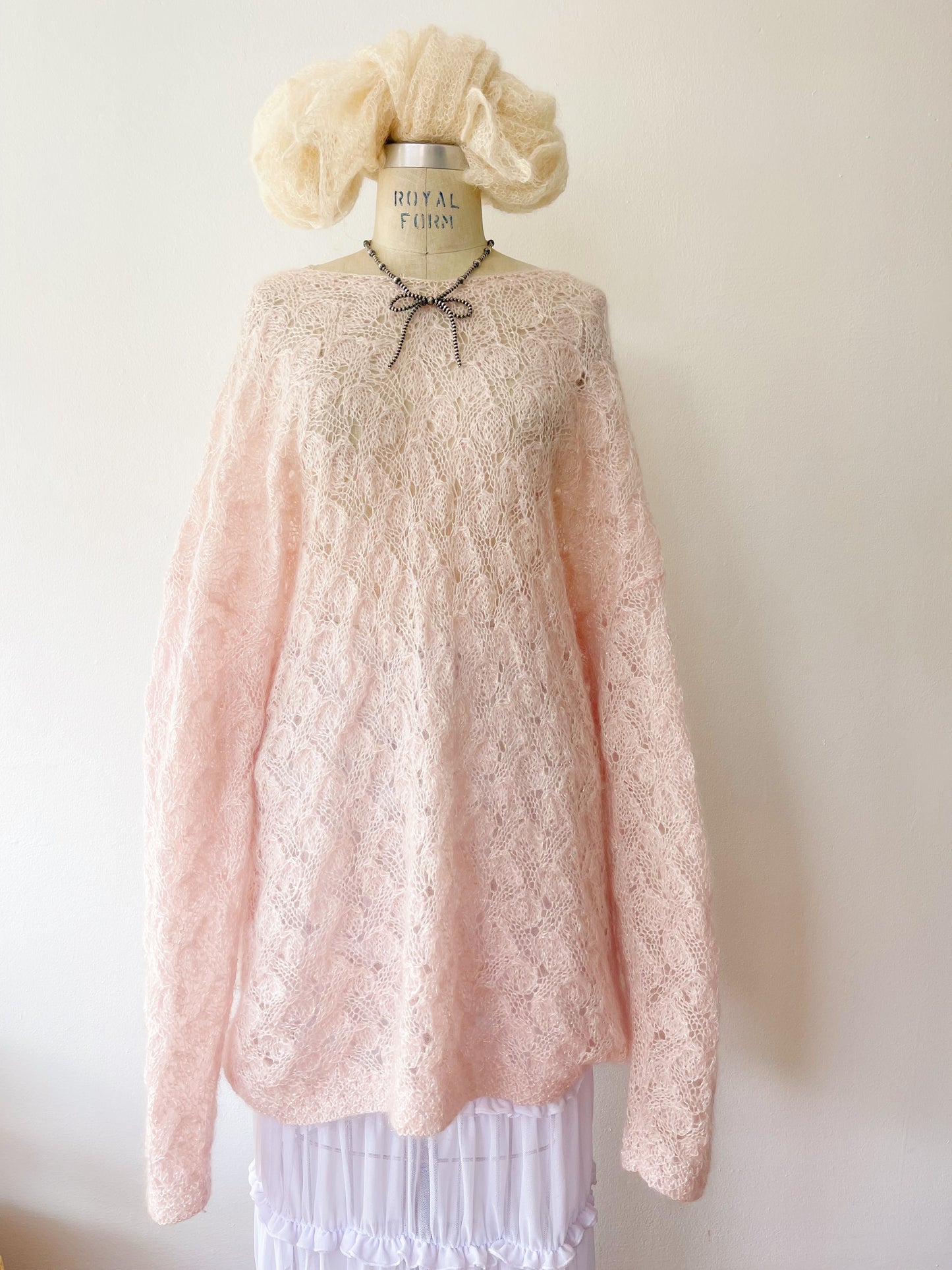 Lame Pink Long Knit Sweater