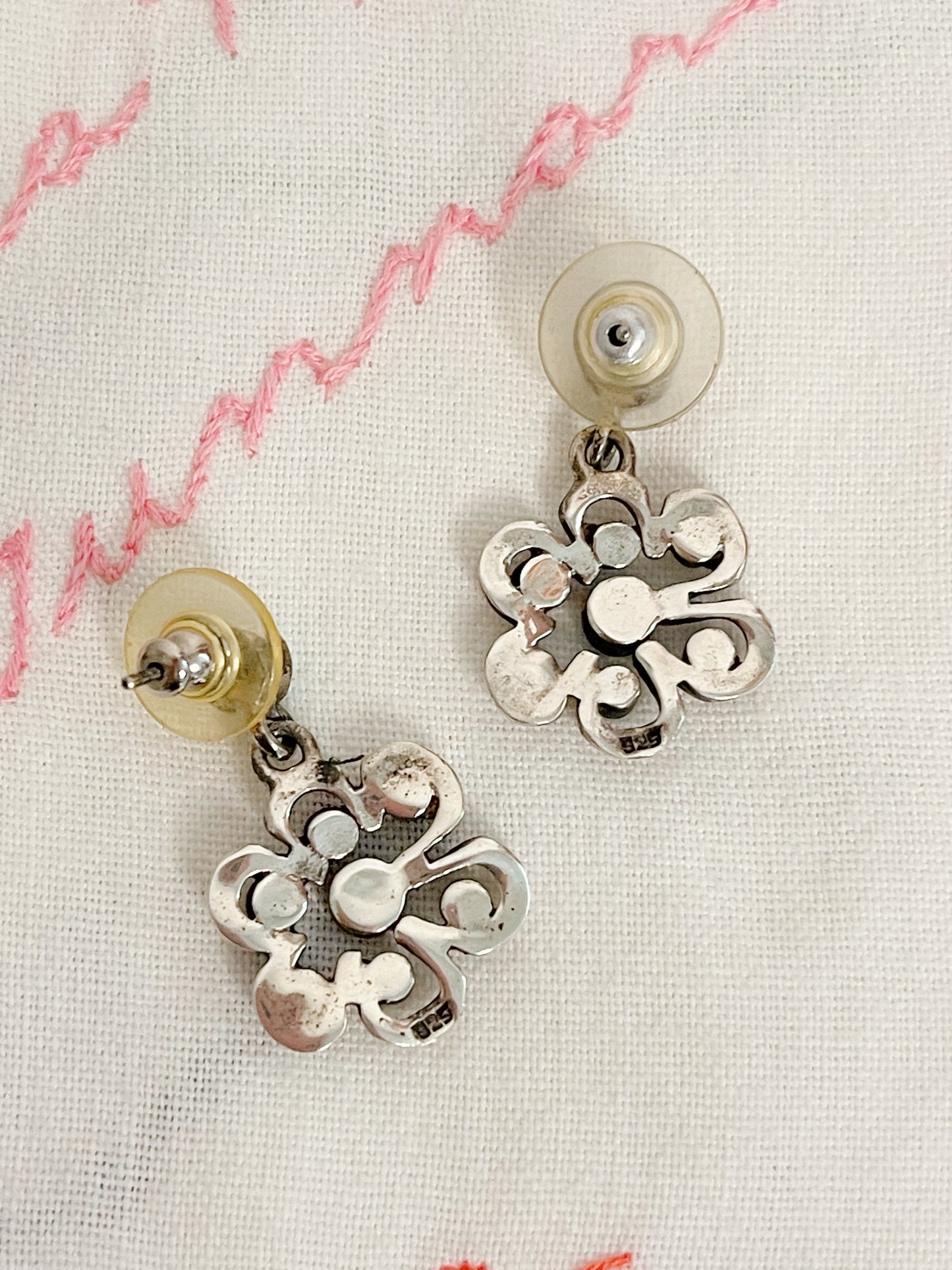 Vintage Flower Unique Silver Bracelet and Pierce