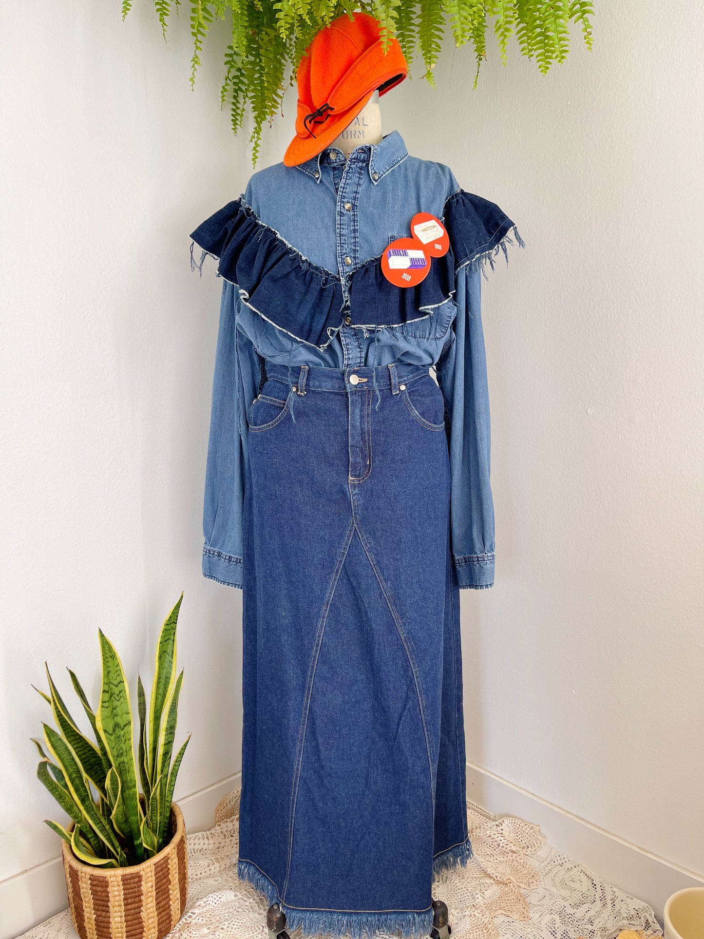 Denim Over Shirt with Frill.