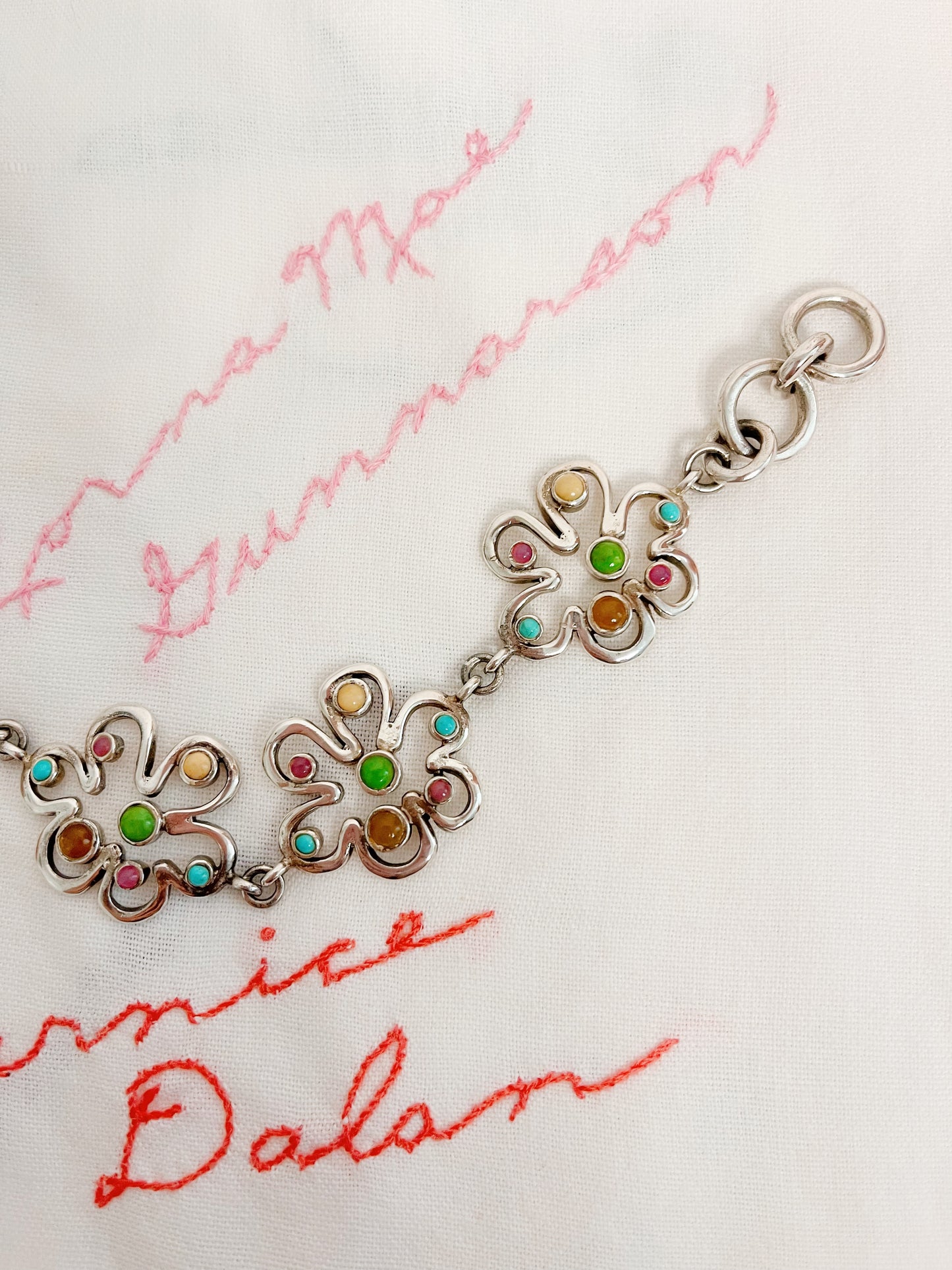 Vintage Flower Unique Silver Bracelet and Pierce