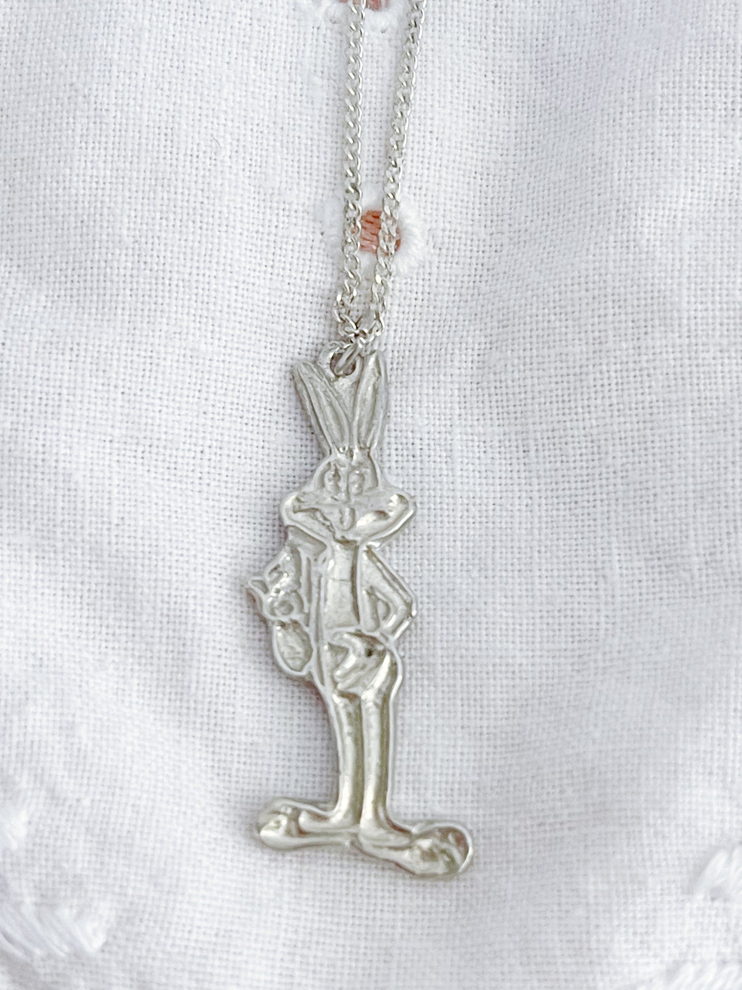 Vintage Bunny Silver 925 Necklace.