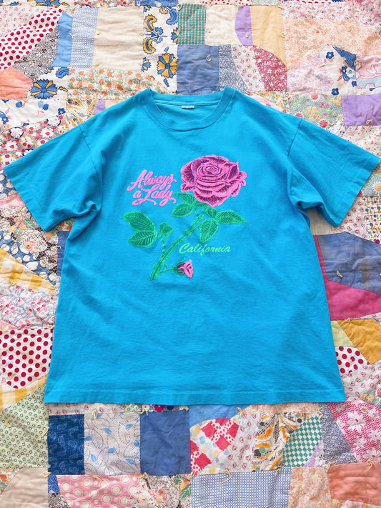 Vintage California Rose Tee Blue