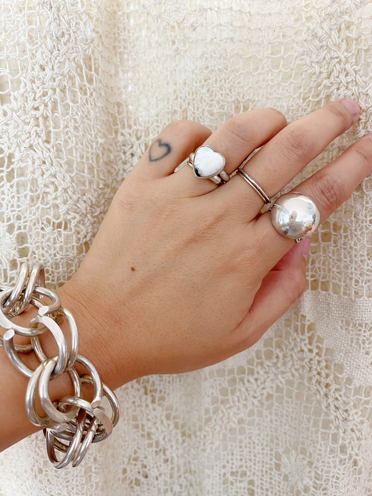 Arnold Goodluck White Buffalo Heart Ring