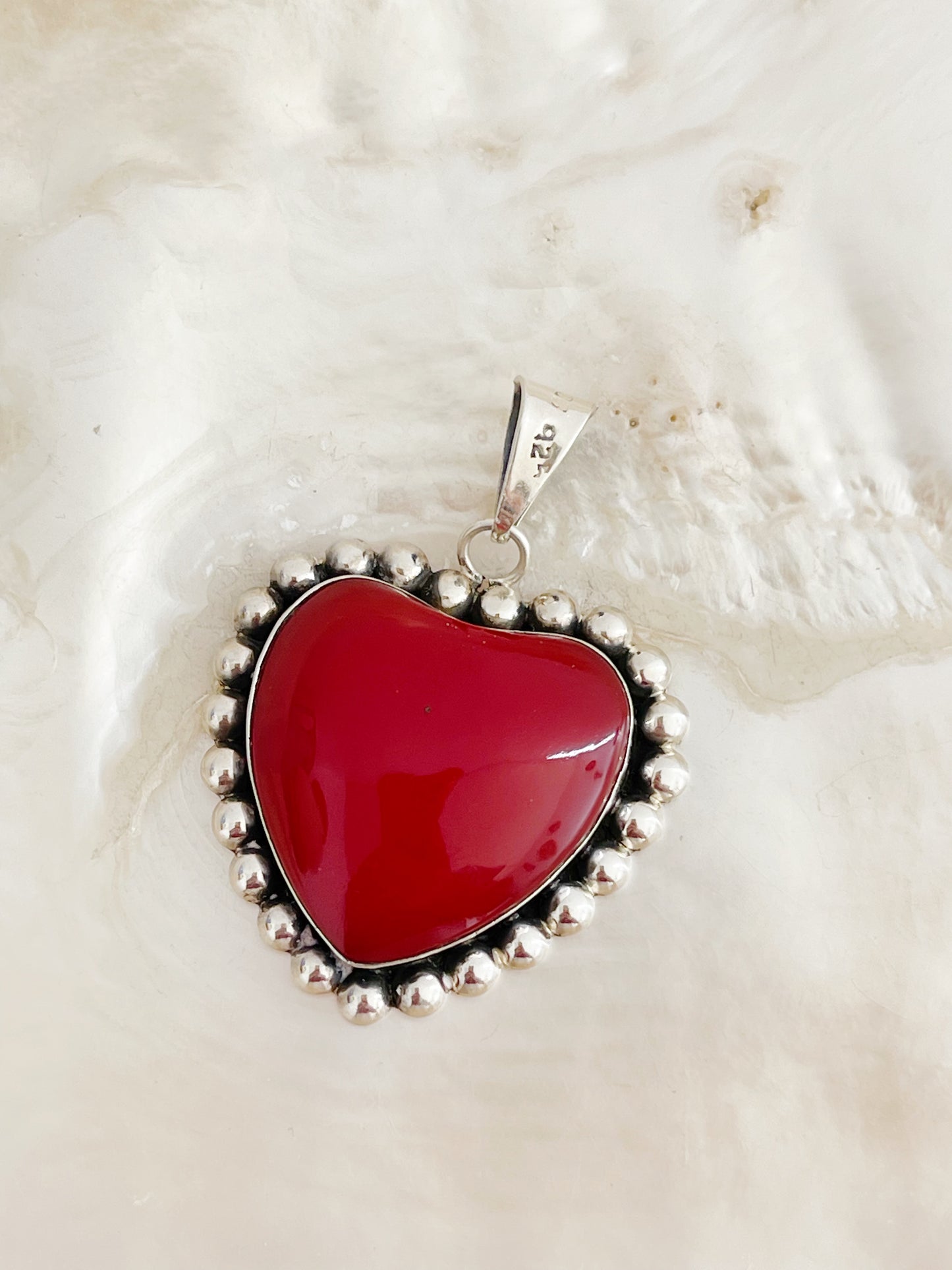 Vintage Red Jasper Heart Pendant Top.