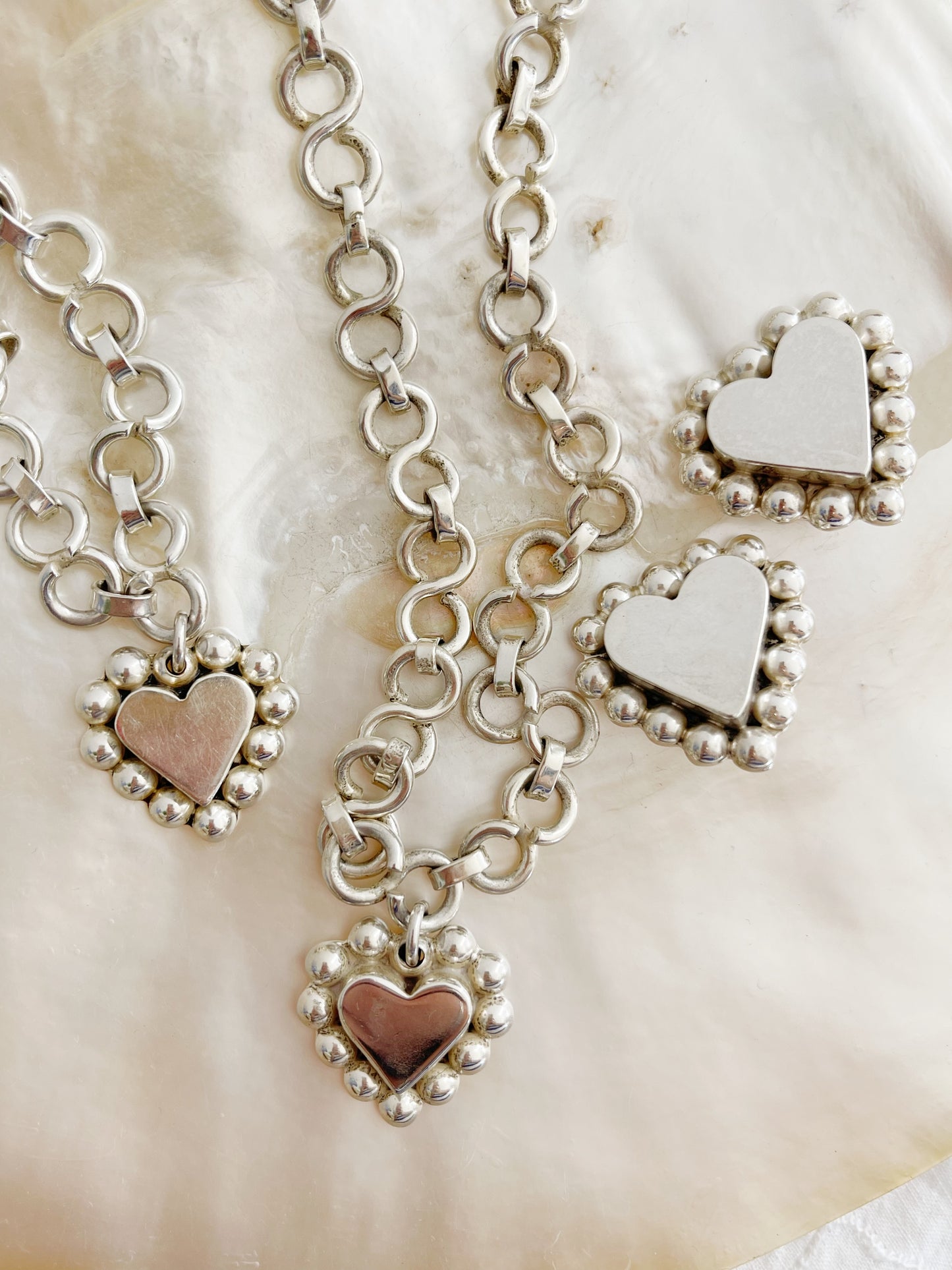 BRENDA SCHOENFELD 3pc Silver Heart Jewelry.