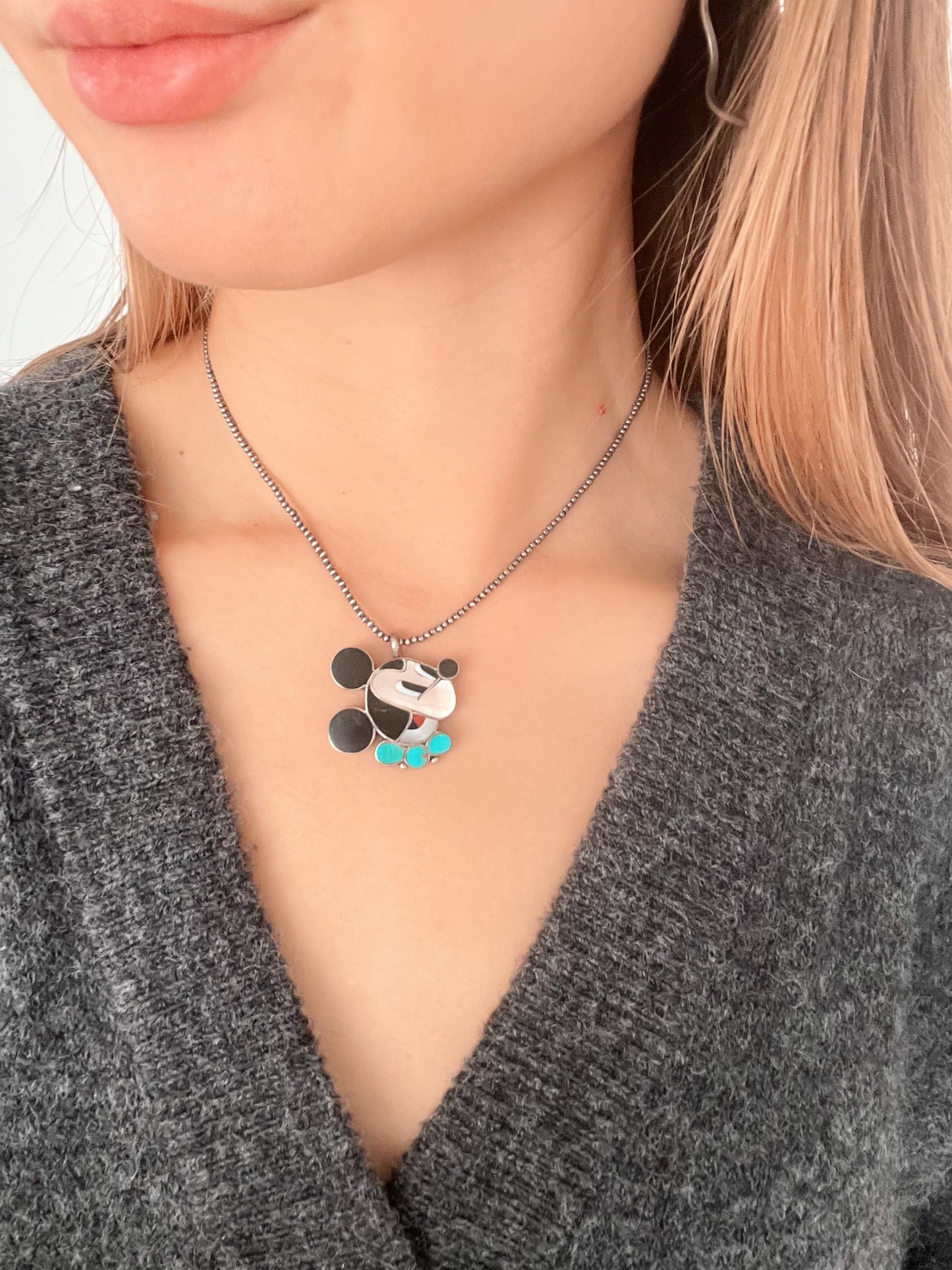 Vintage Zuni Mickey Necklace!