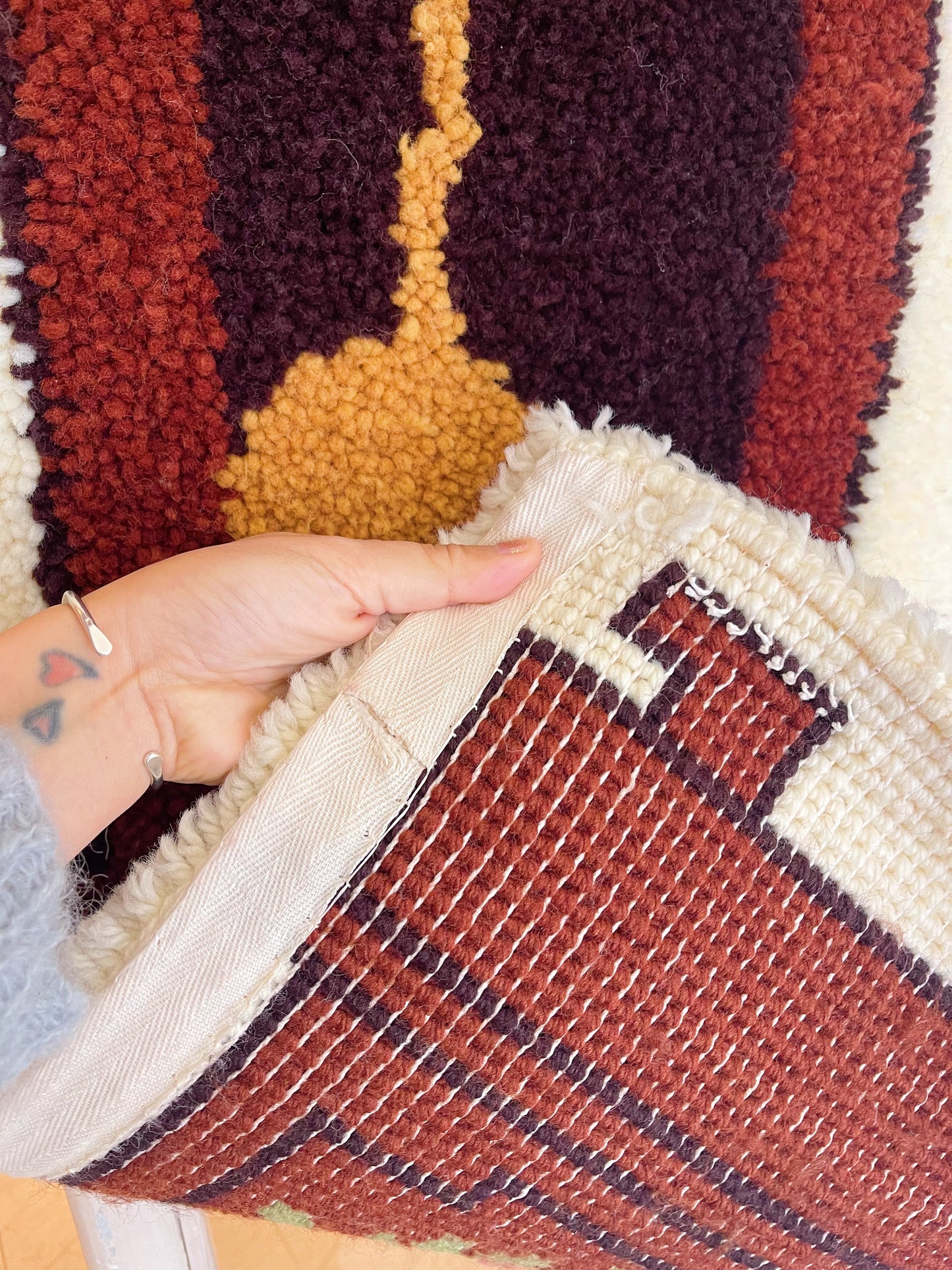 Vintage Grandfather's Clock Latch Hook Rug