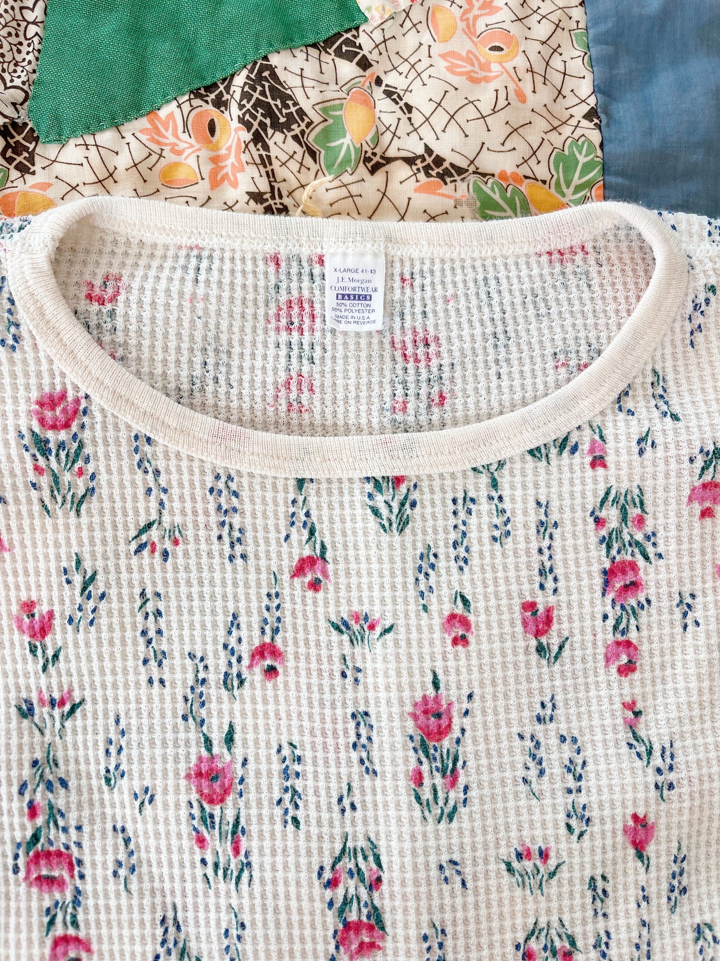 Flowered Waffle Thermal Tops