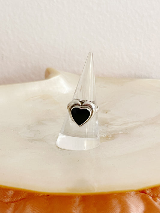 Vintage Onyx Heart Poison Ring