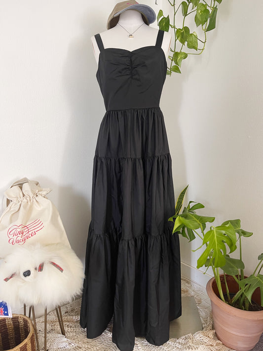 1980’s Long Tiered Black Dress.