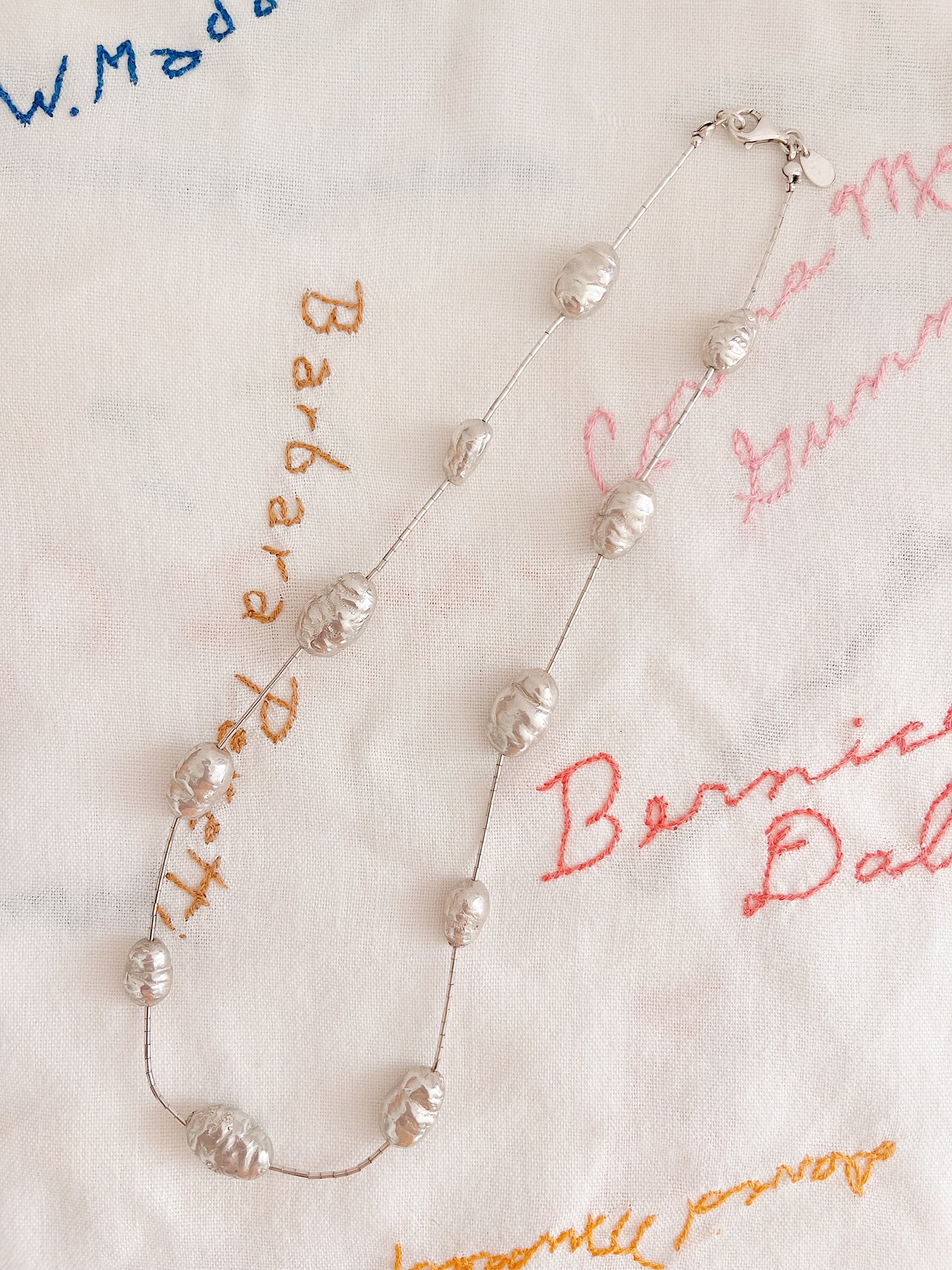 Silver Nugget and Beaded Necklace