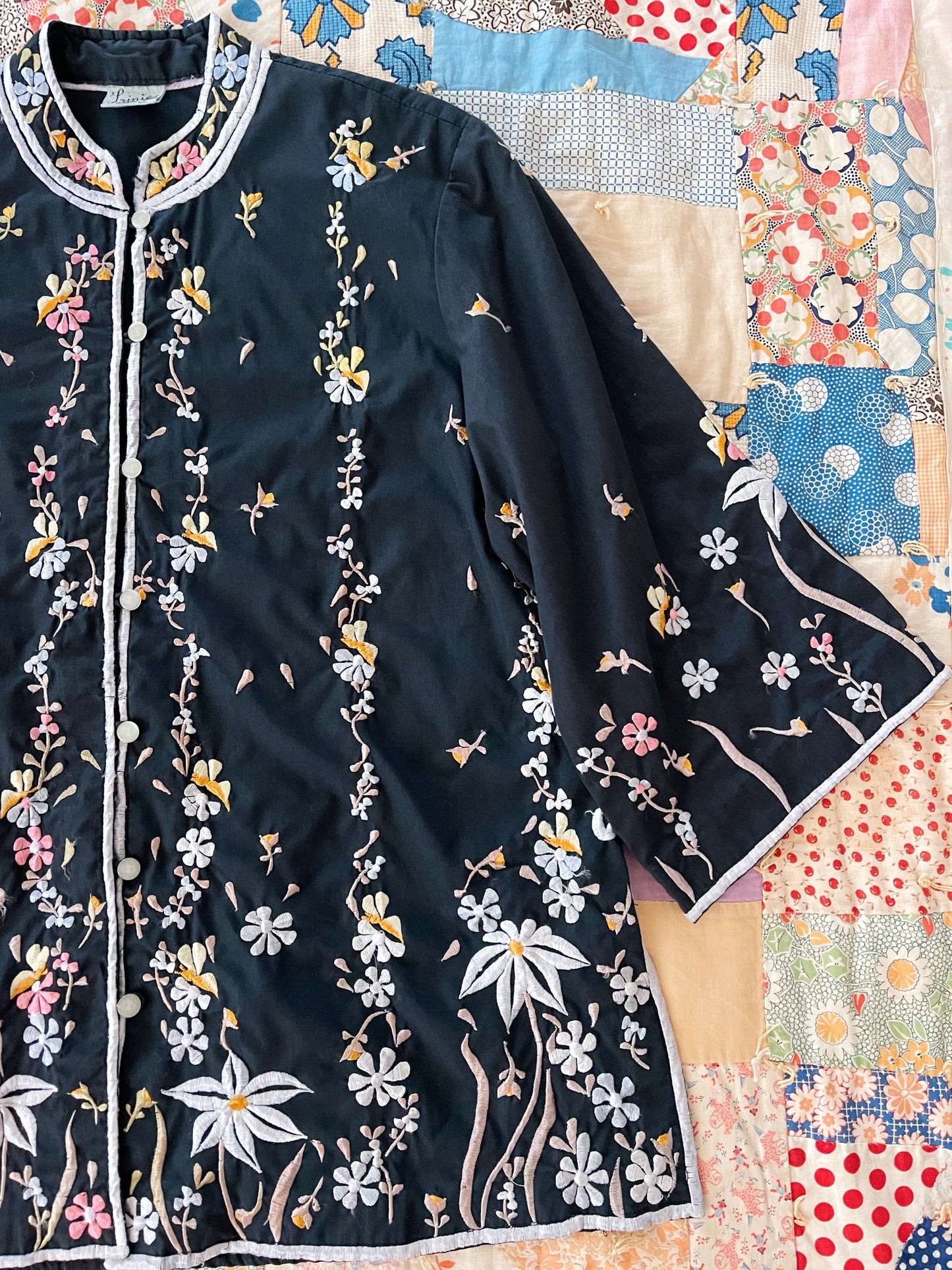 Vintage Embroidered Mandarin Style Jacket