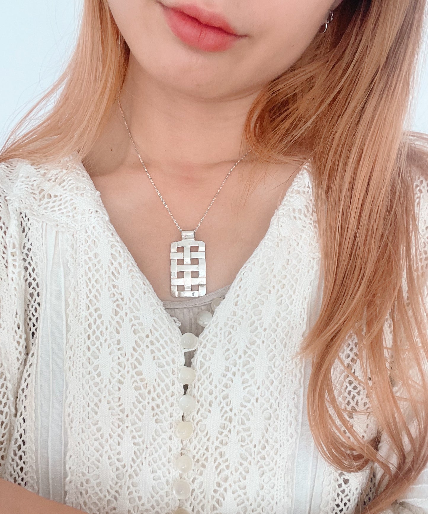 Vintage Silver Mesh Necklace.