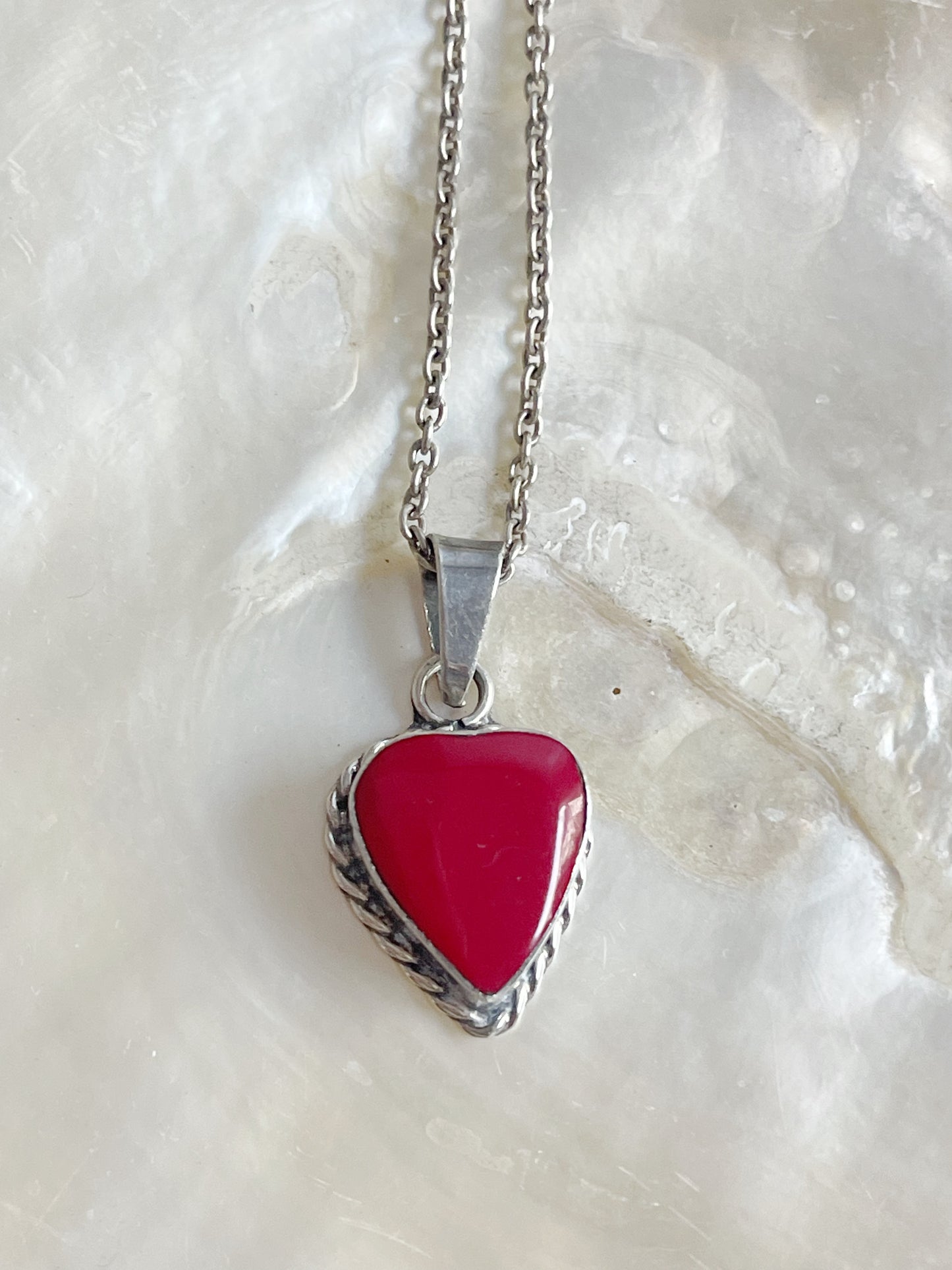 Vintage Red Jasper Heart Necklace