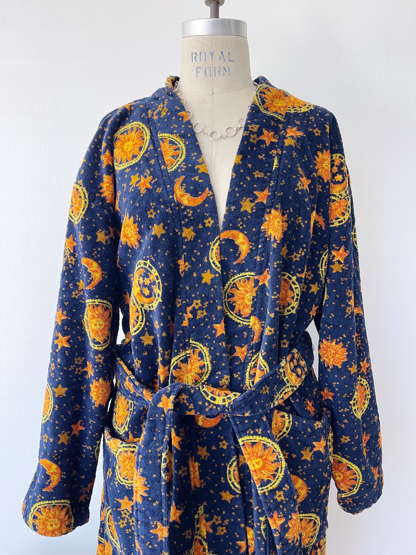 1990s Moon and Sun Cotton Long Robe