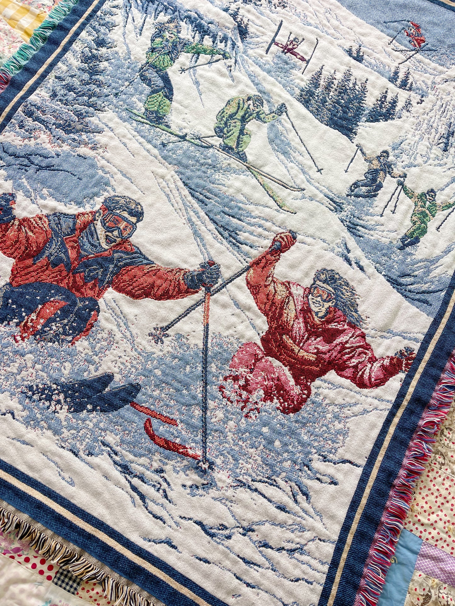 1990s Skier Cotton Blanket