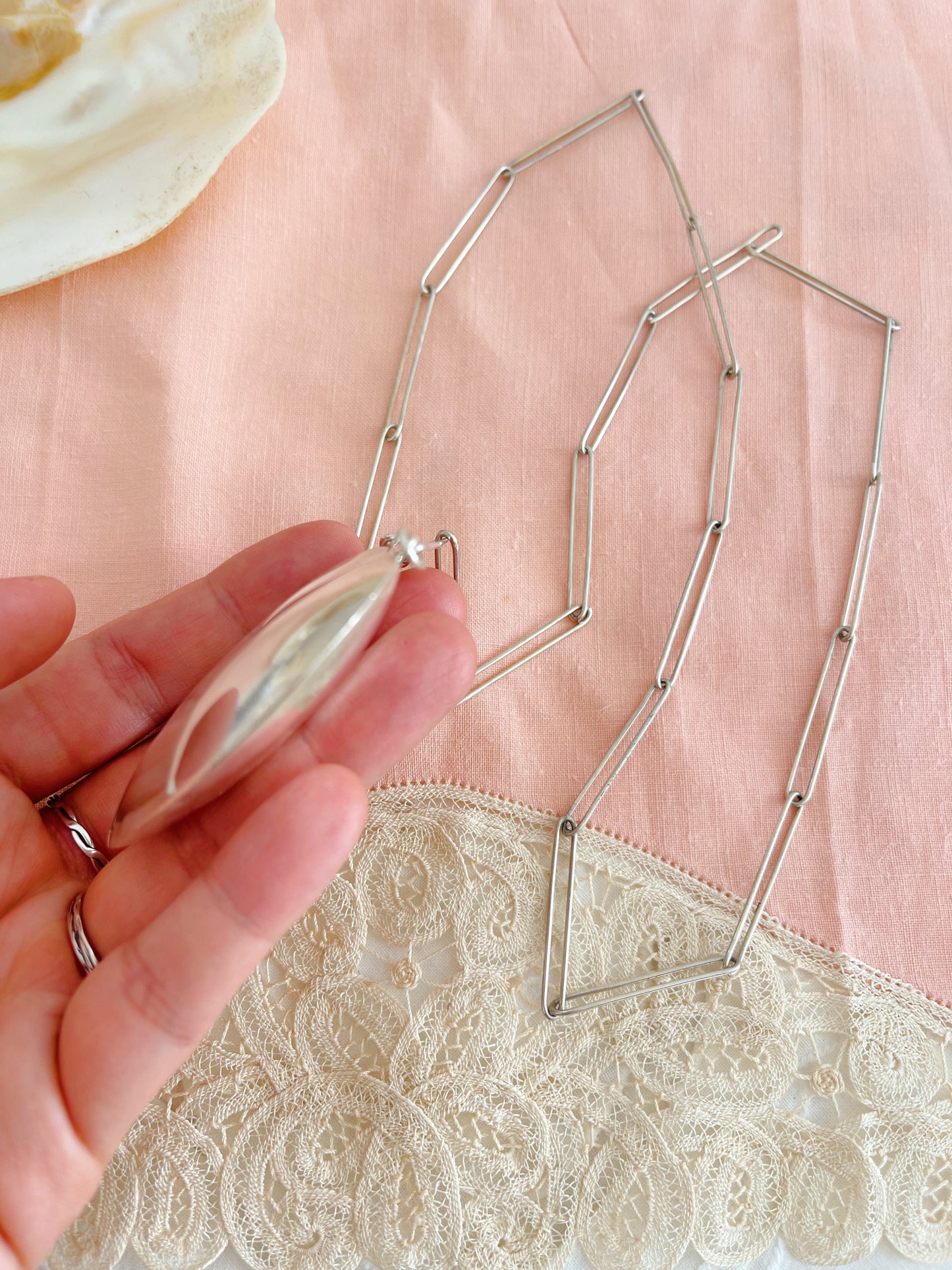 1980‘s Silver Large Puffy Heart Necklace.