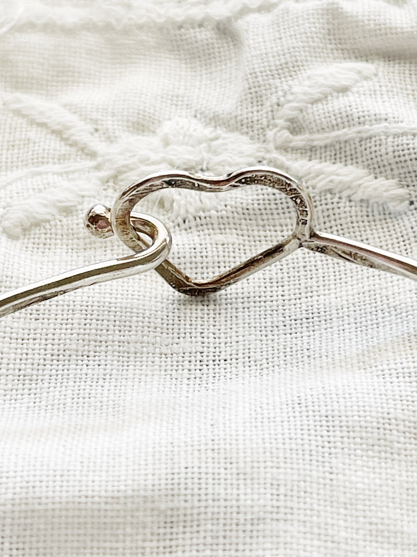 Vintage Silver Tiny Heart Bangle