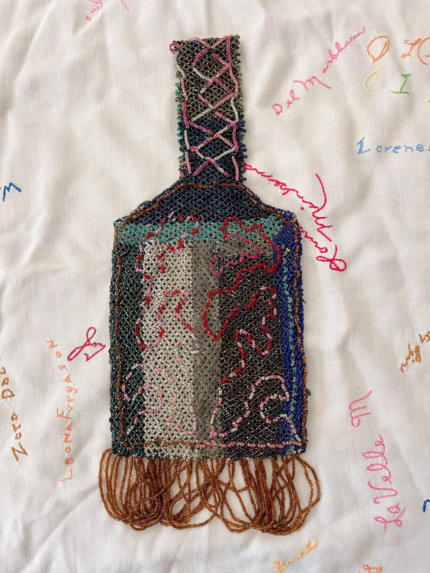 Antique 1925 Handmade Beaded Handle Bag