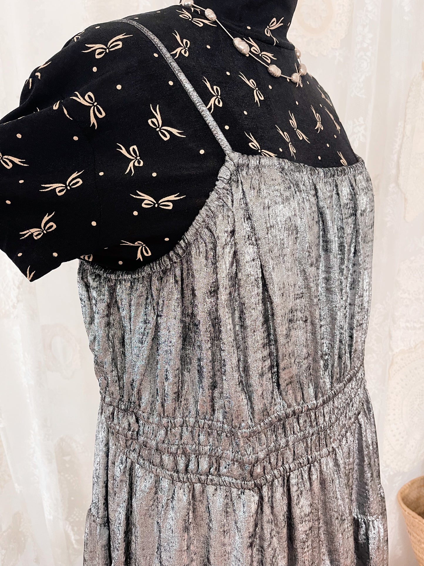 Metallic Silver Camisole Dress