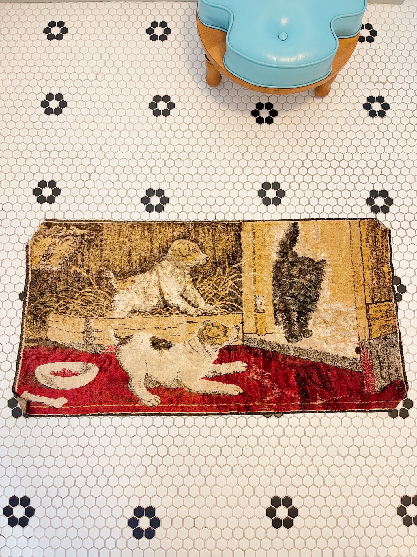 Vintage Cat and Dog Tapestry and Rug