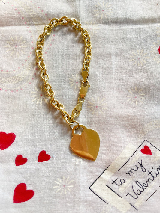 Vintage 1960s Gold Plated Silver Heart Bracelet