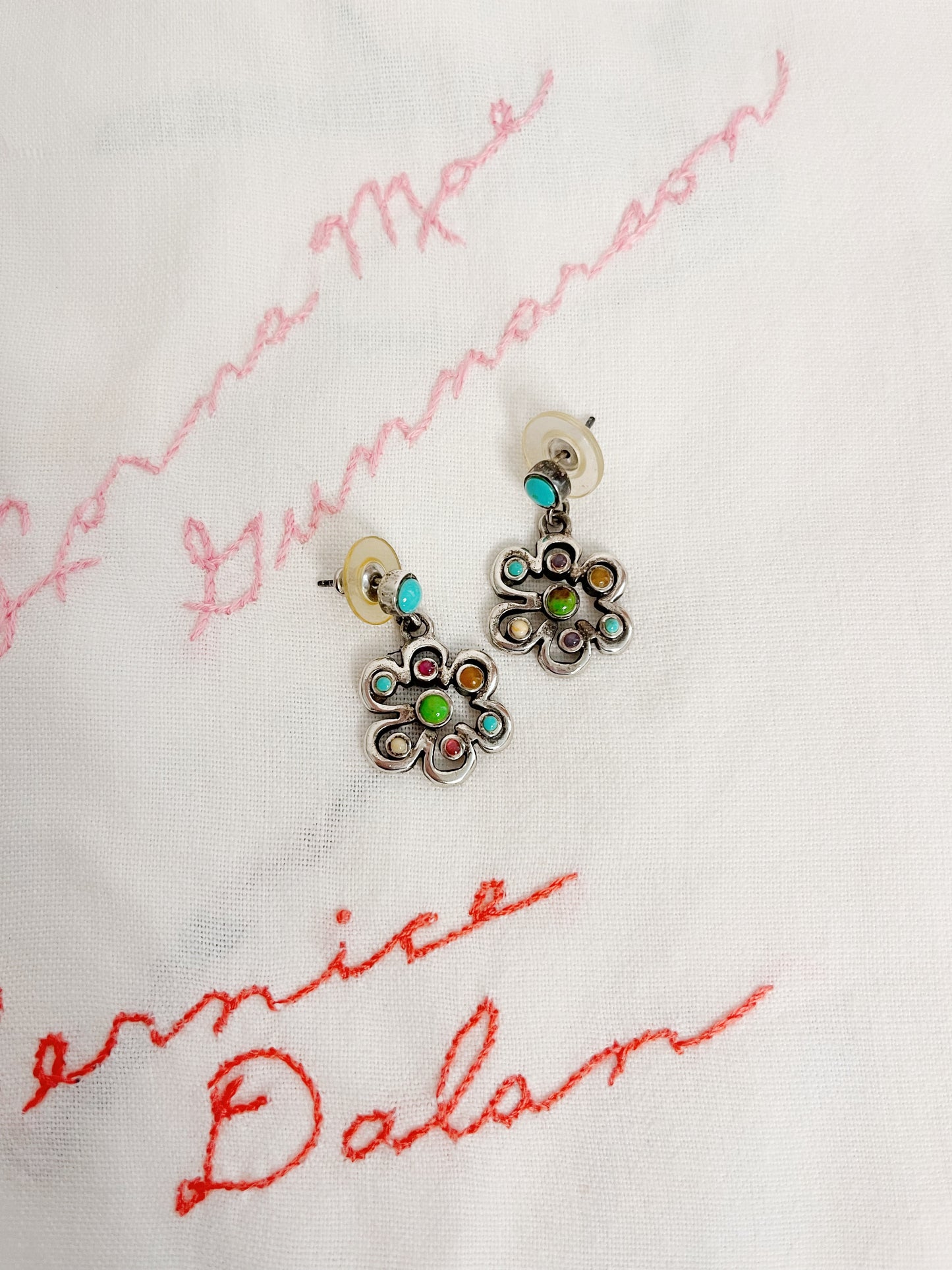 Vintage Flower Unique Silver Bracelet and Pierce