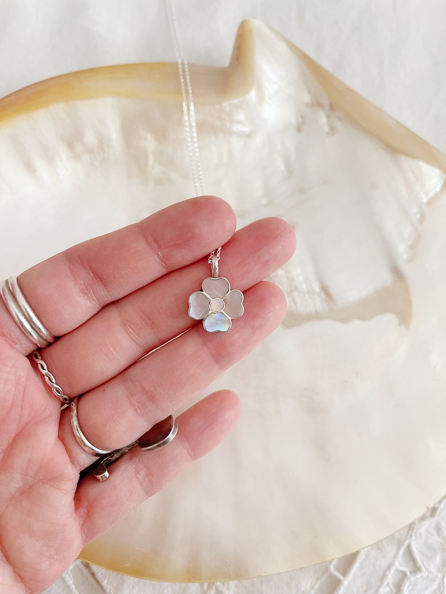 Zuni Flower Inlay Necklace.