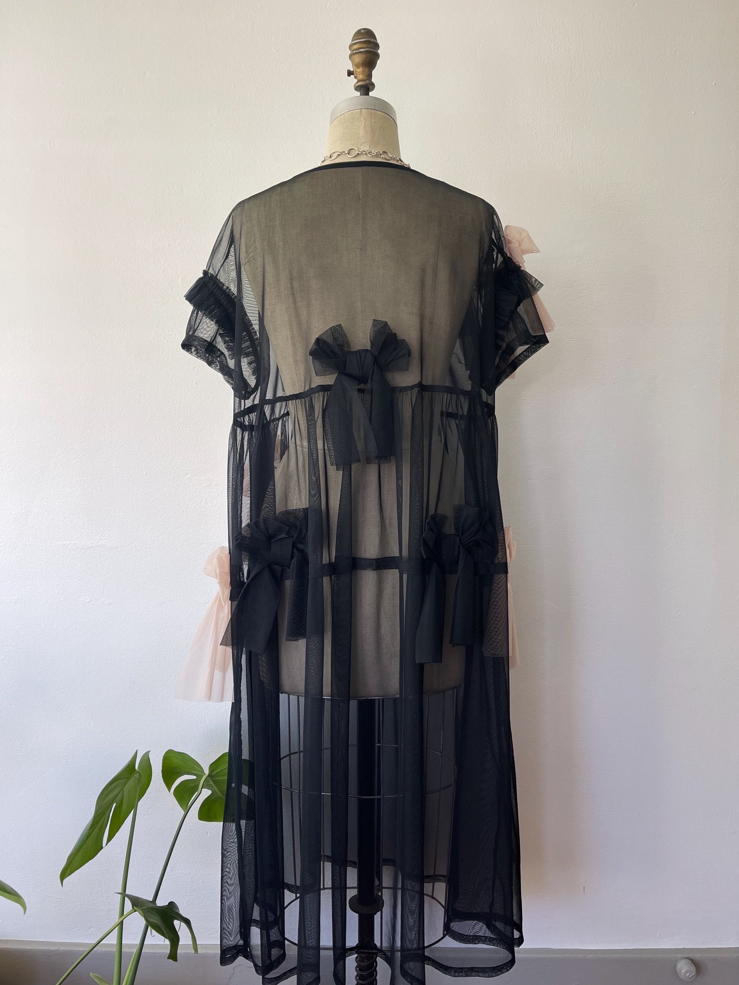 Black Sheer Ribbon Dress