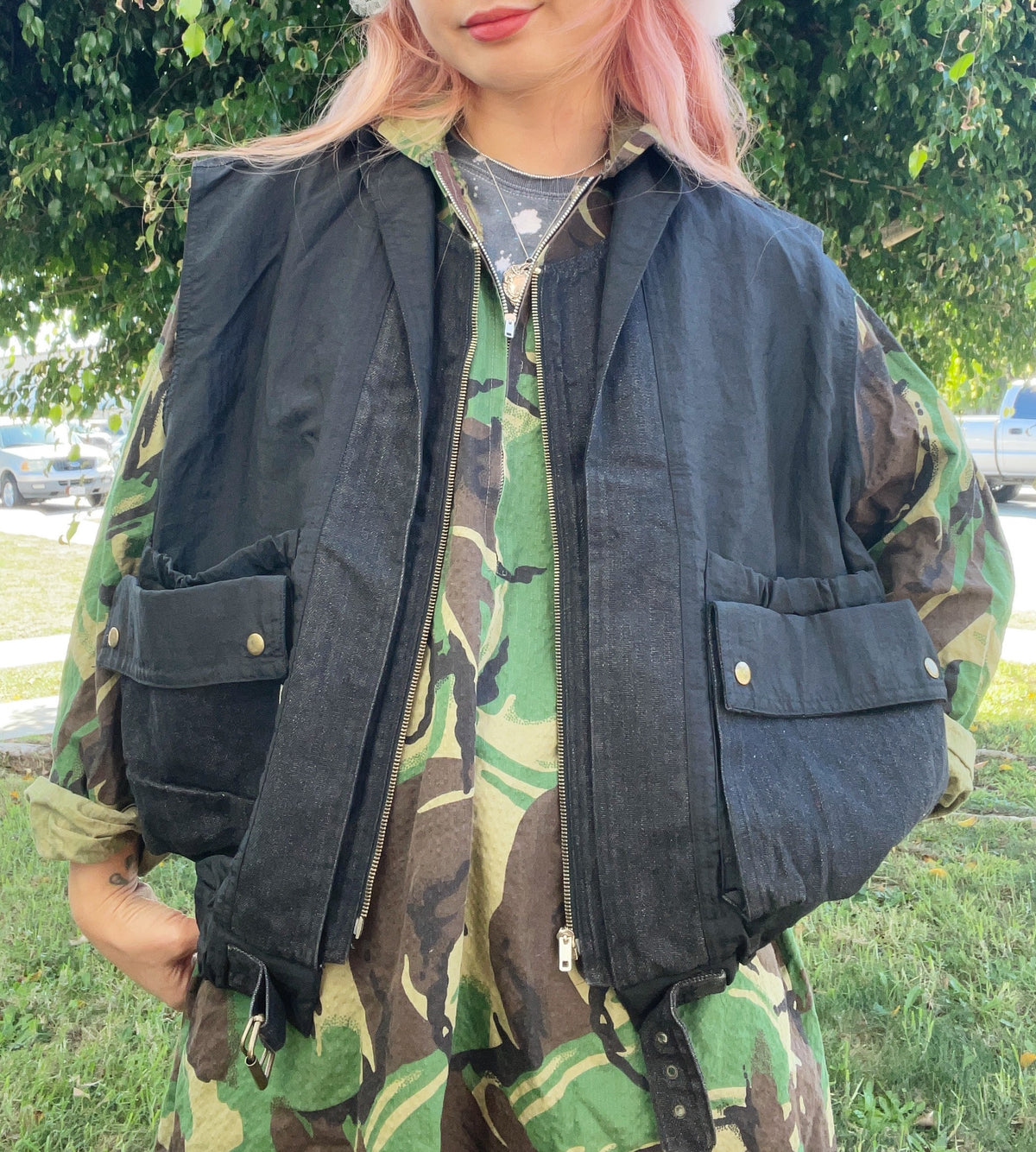 1980s Oversize Black Vest