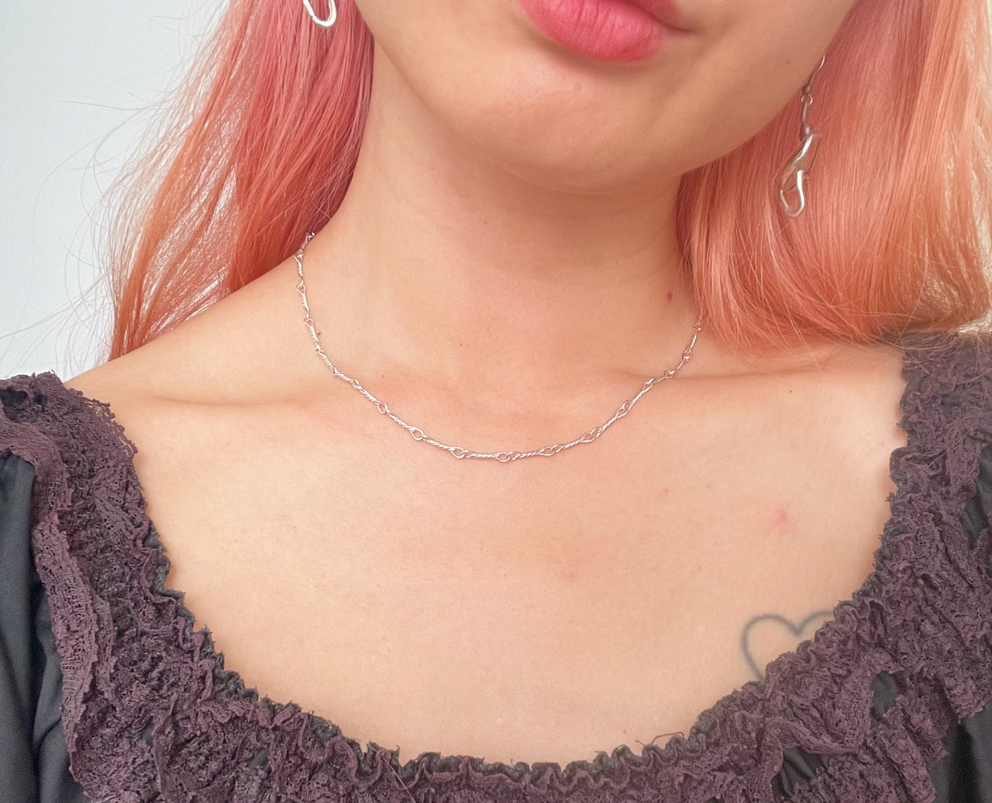 Twisted Bar Silver Necklace