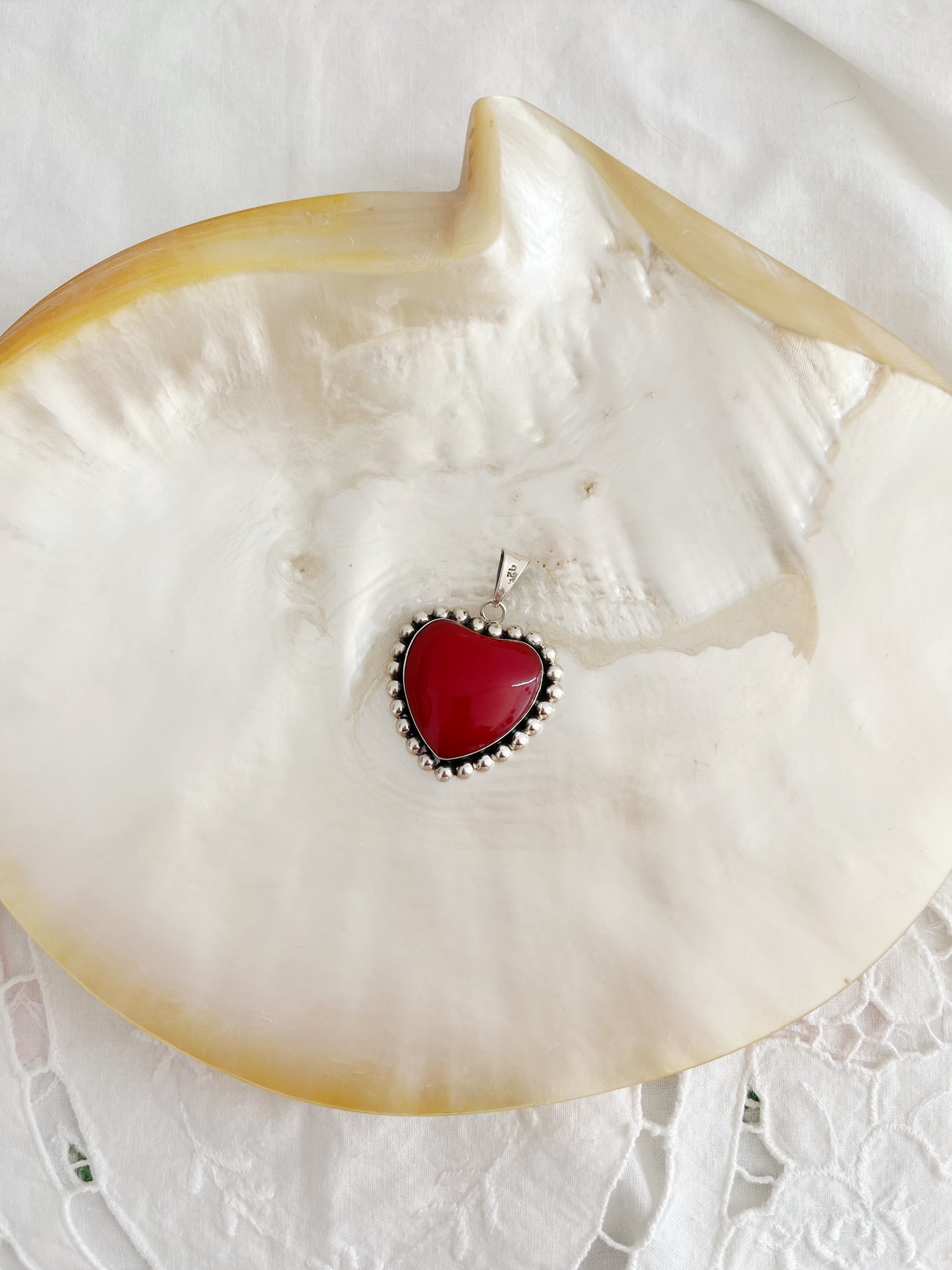 Vintage Red Jasper Heart Pendant Top.