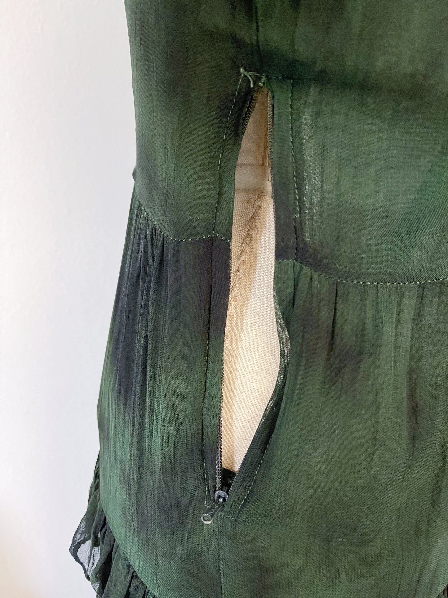 1990’s Moss Green Sheer Long Dress.