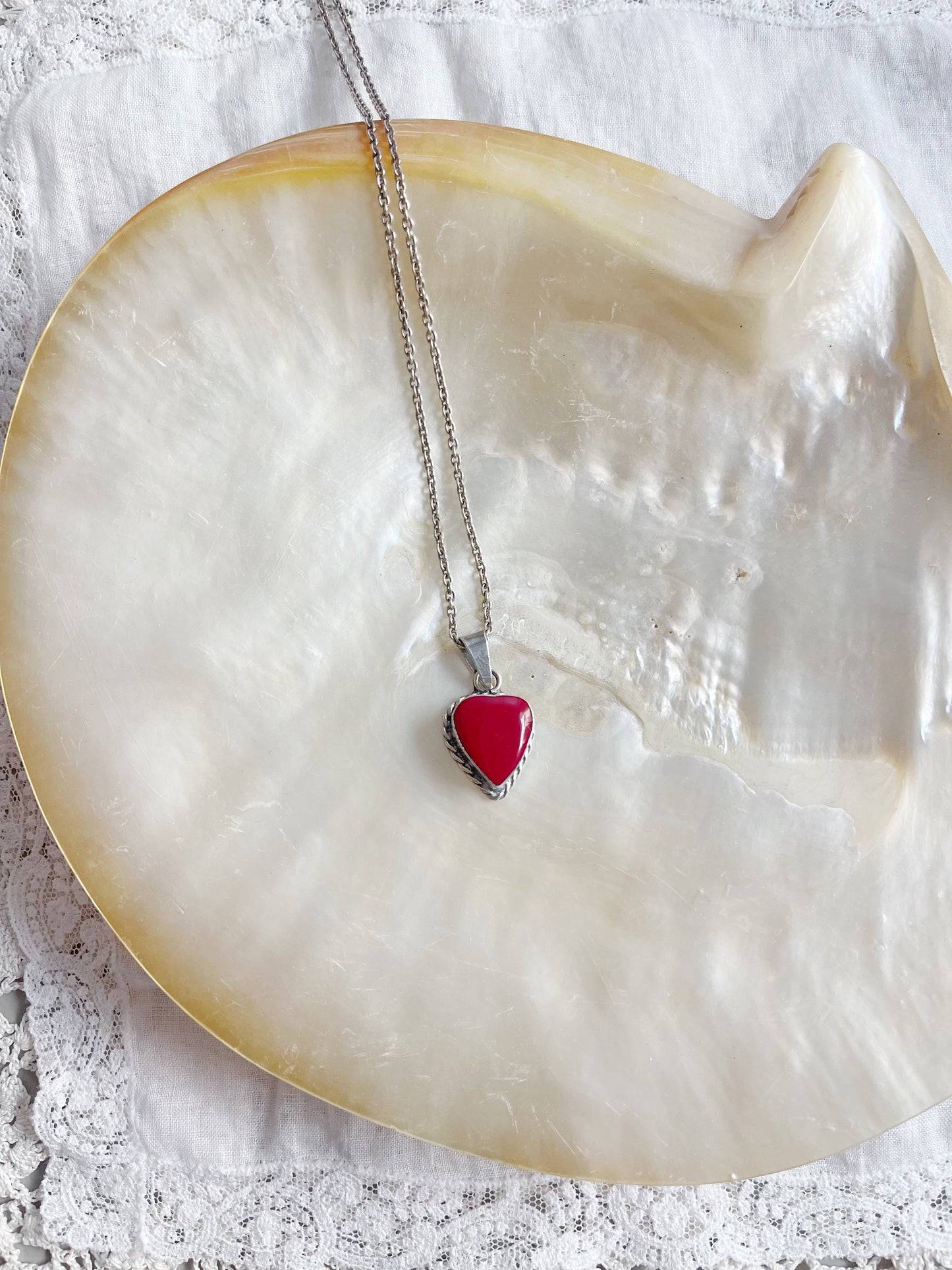Vintage Red Jasper Heart Necklace