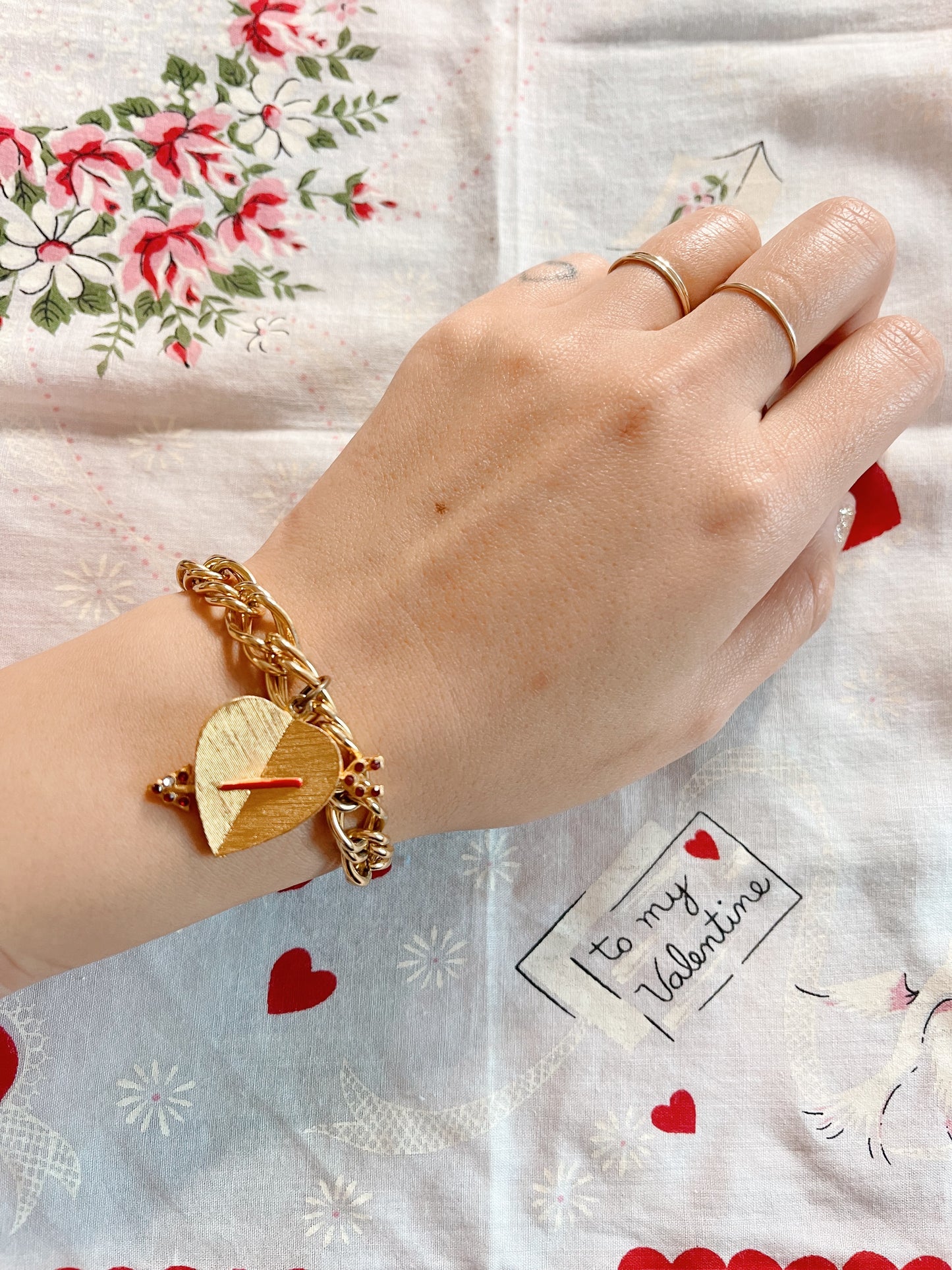 Vintage 1960s Heart Gold Plated Bracelet