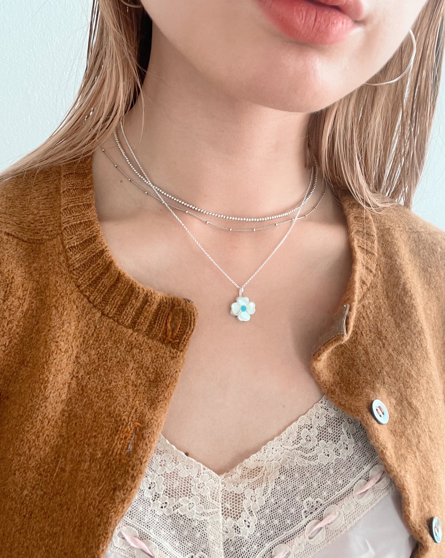 Zuni Flower Inlay Necklace.