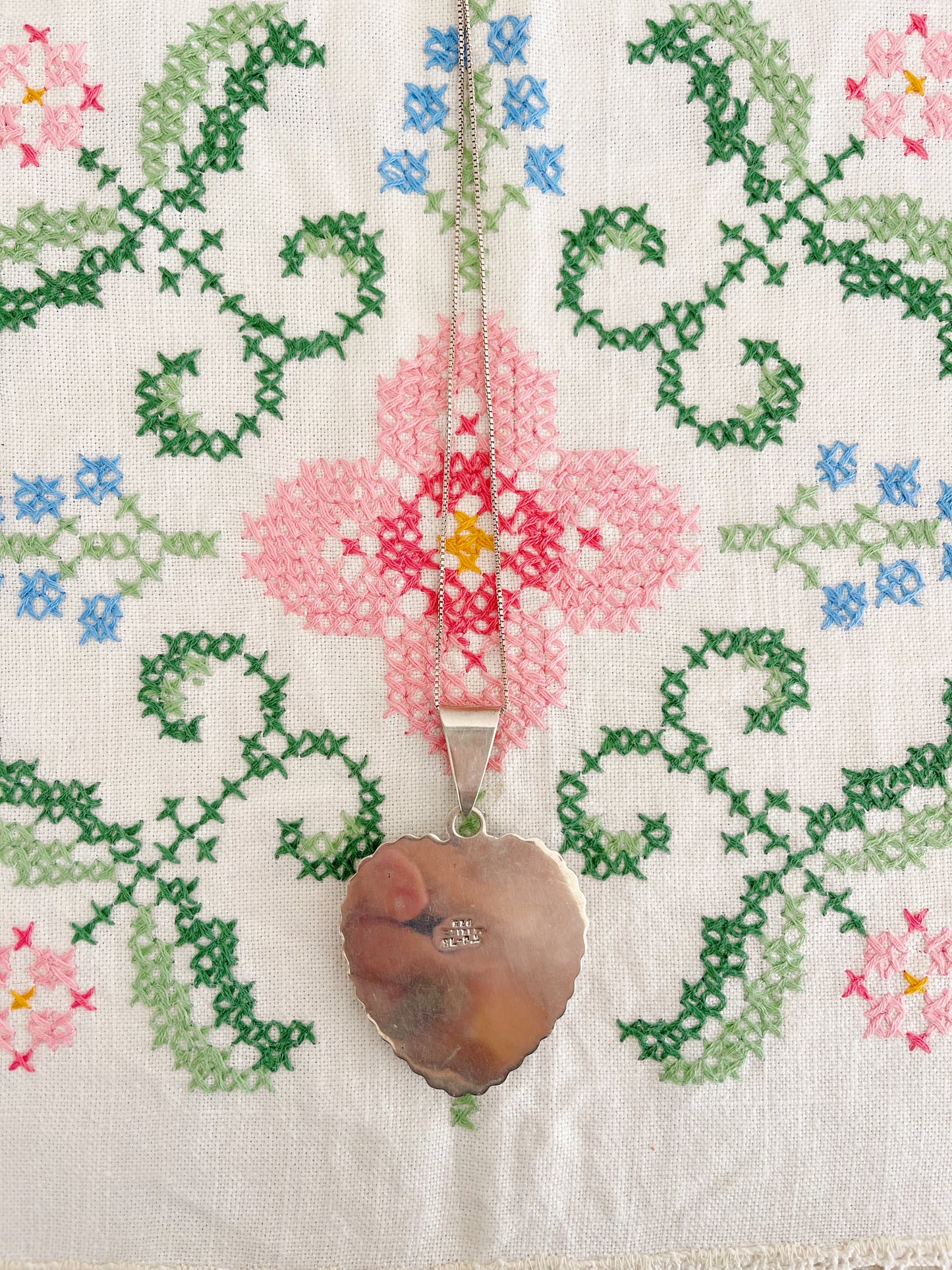 Vintage Red Jasper Huge Heart Necklace.