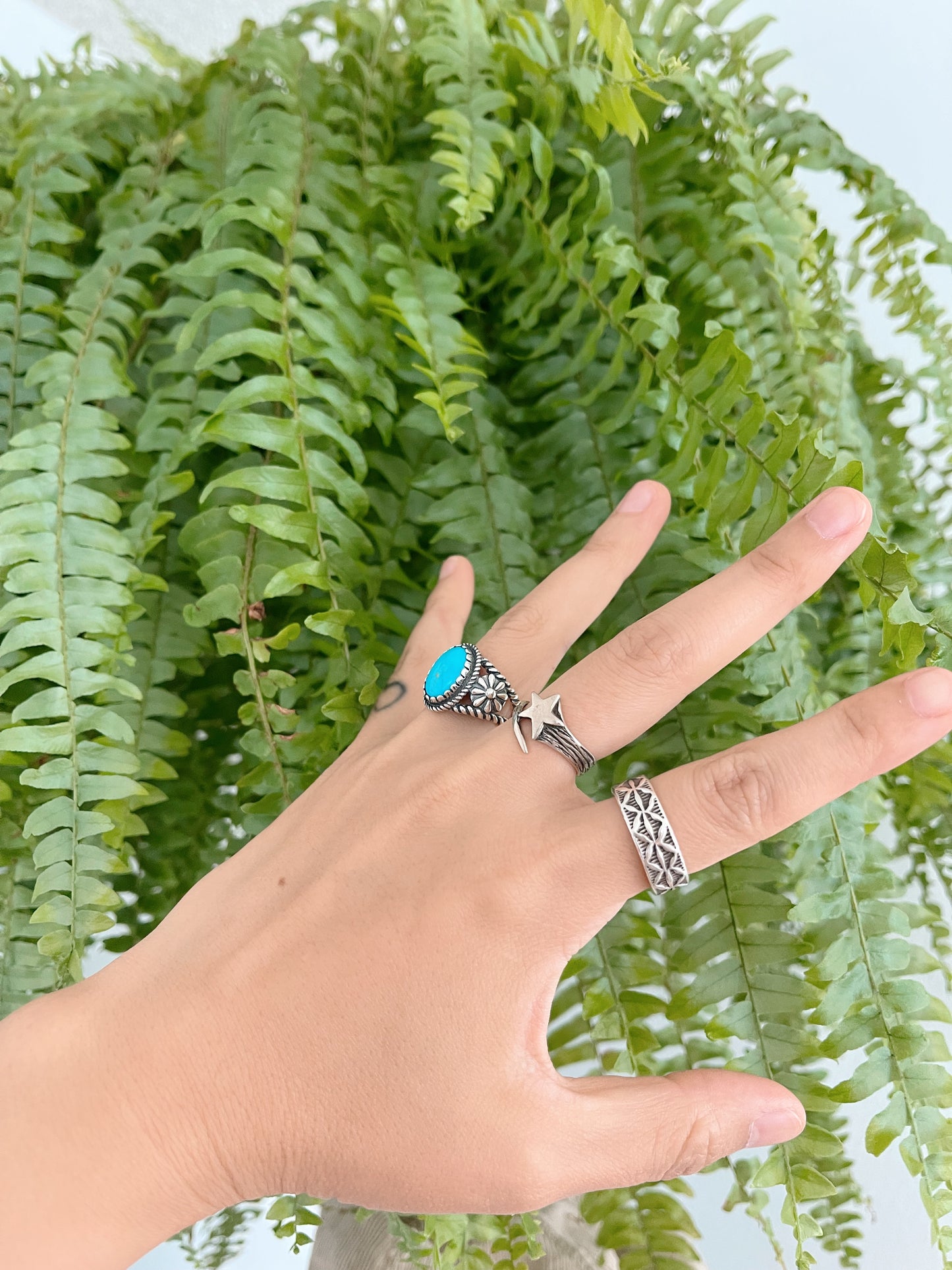 Navajo Turquoise Flowered Ring.