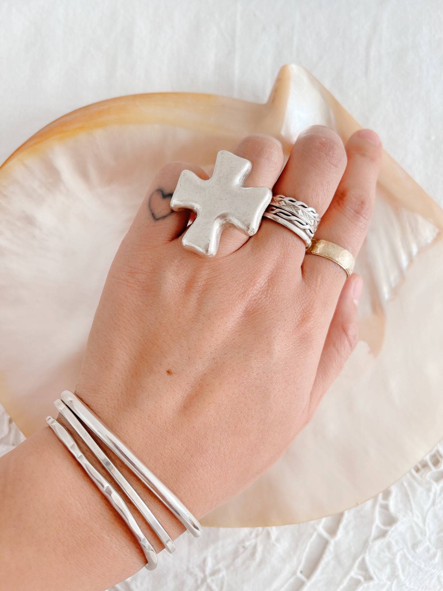 1980’s Large Cross Silver Ring.