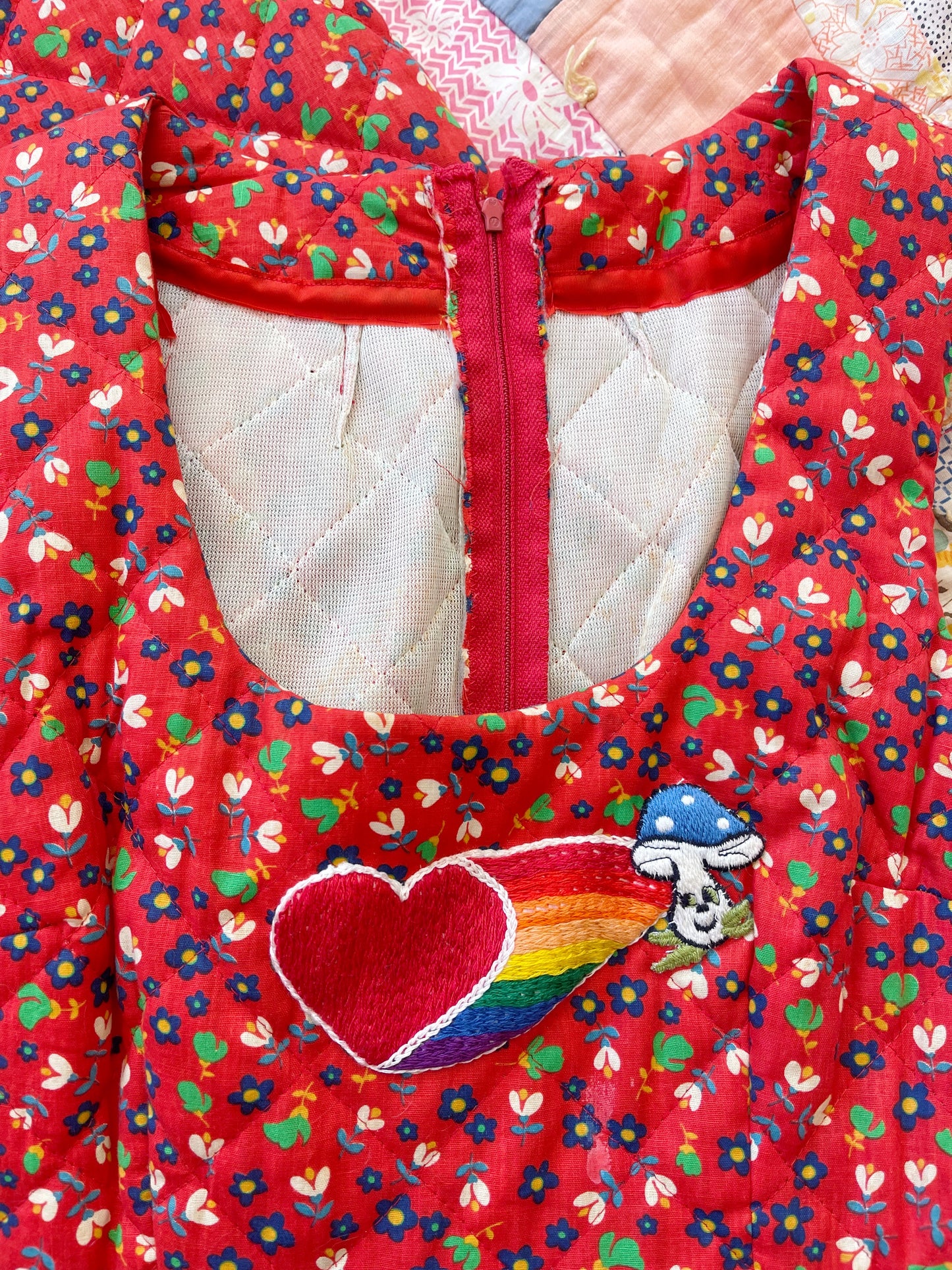 1970s Patched Quilting Long Dress