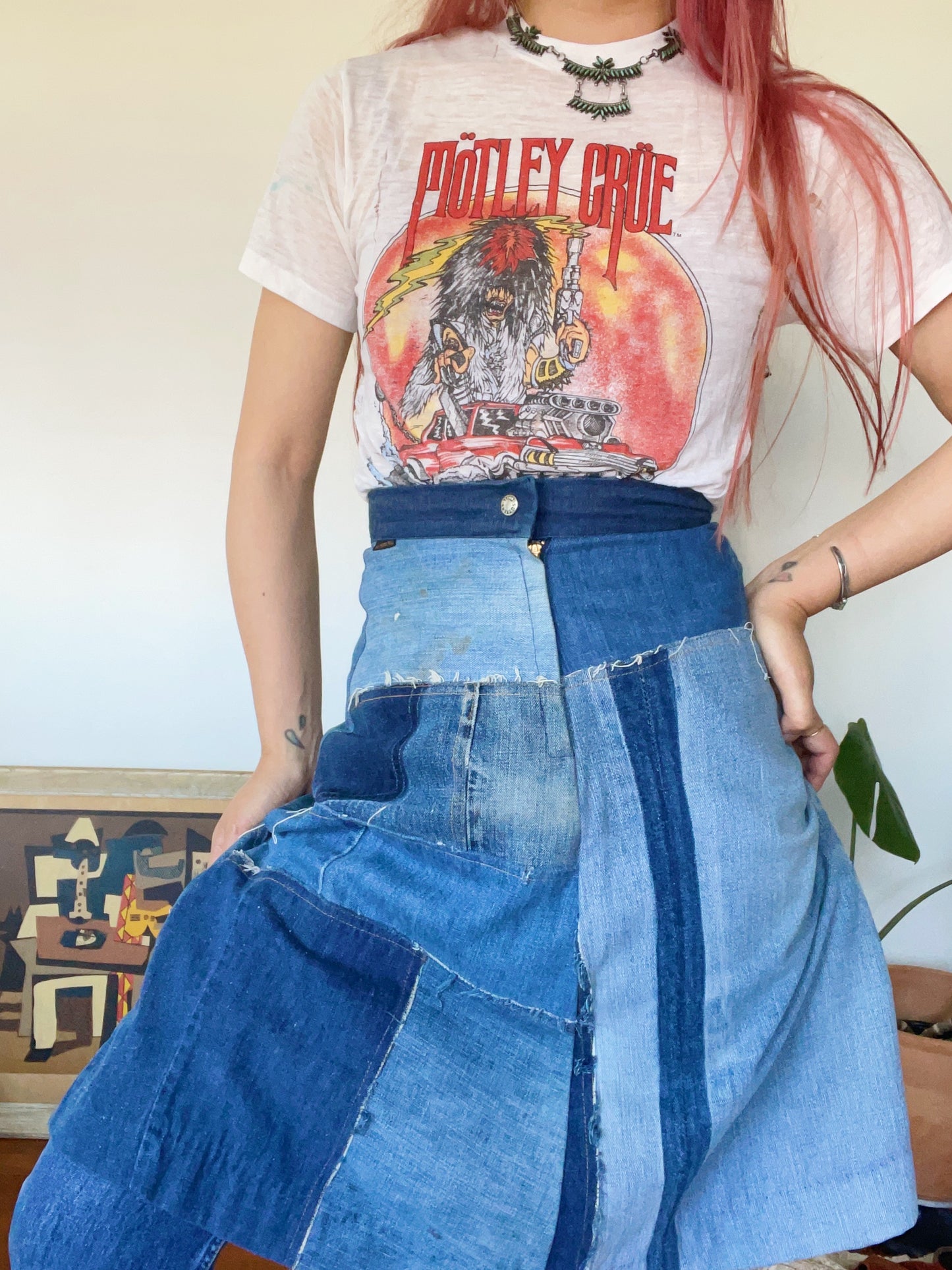 1970s Vintage Patchworks Denim Skirt