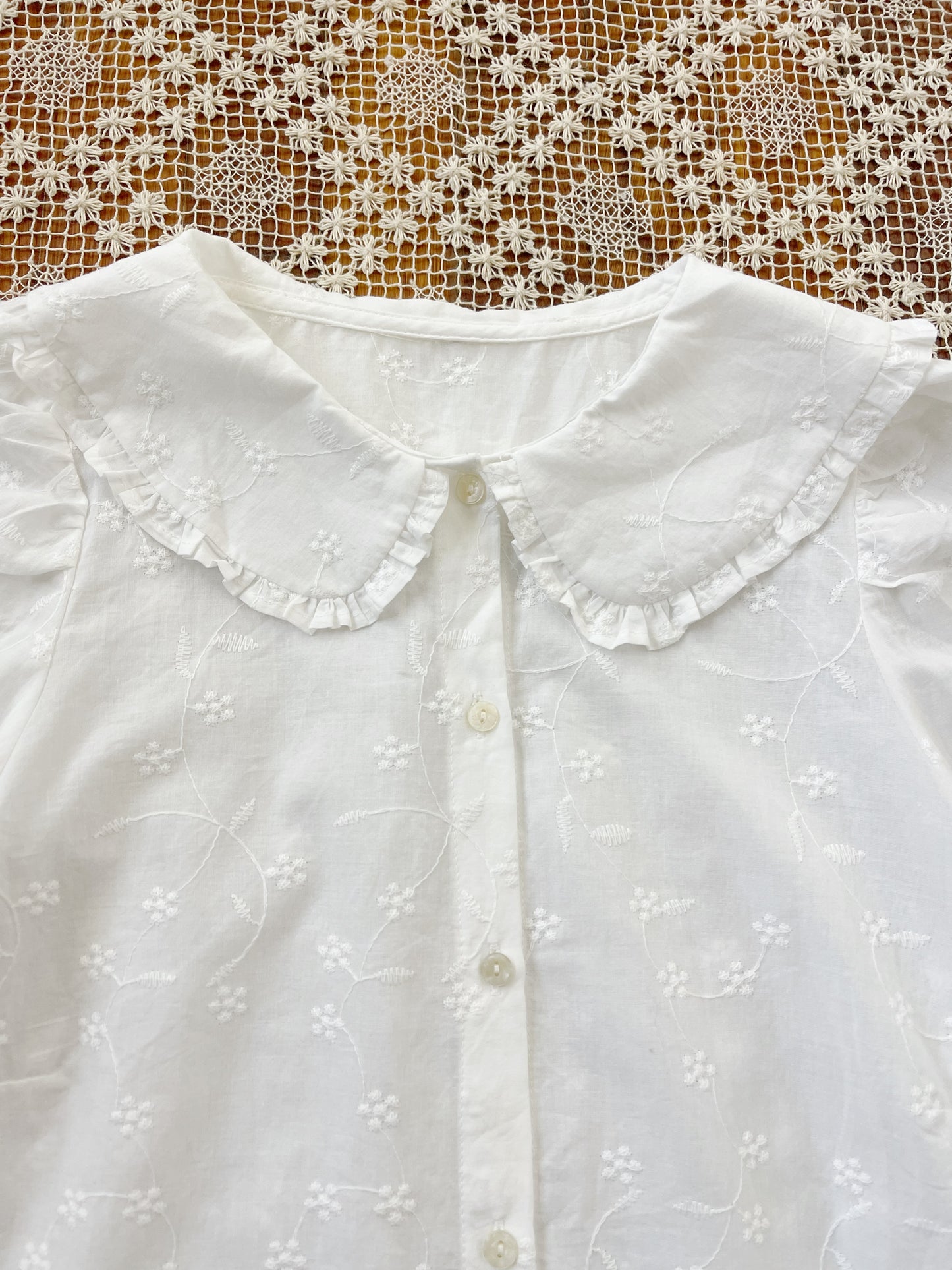 Frilled Collar Cotton Blouse