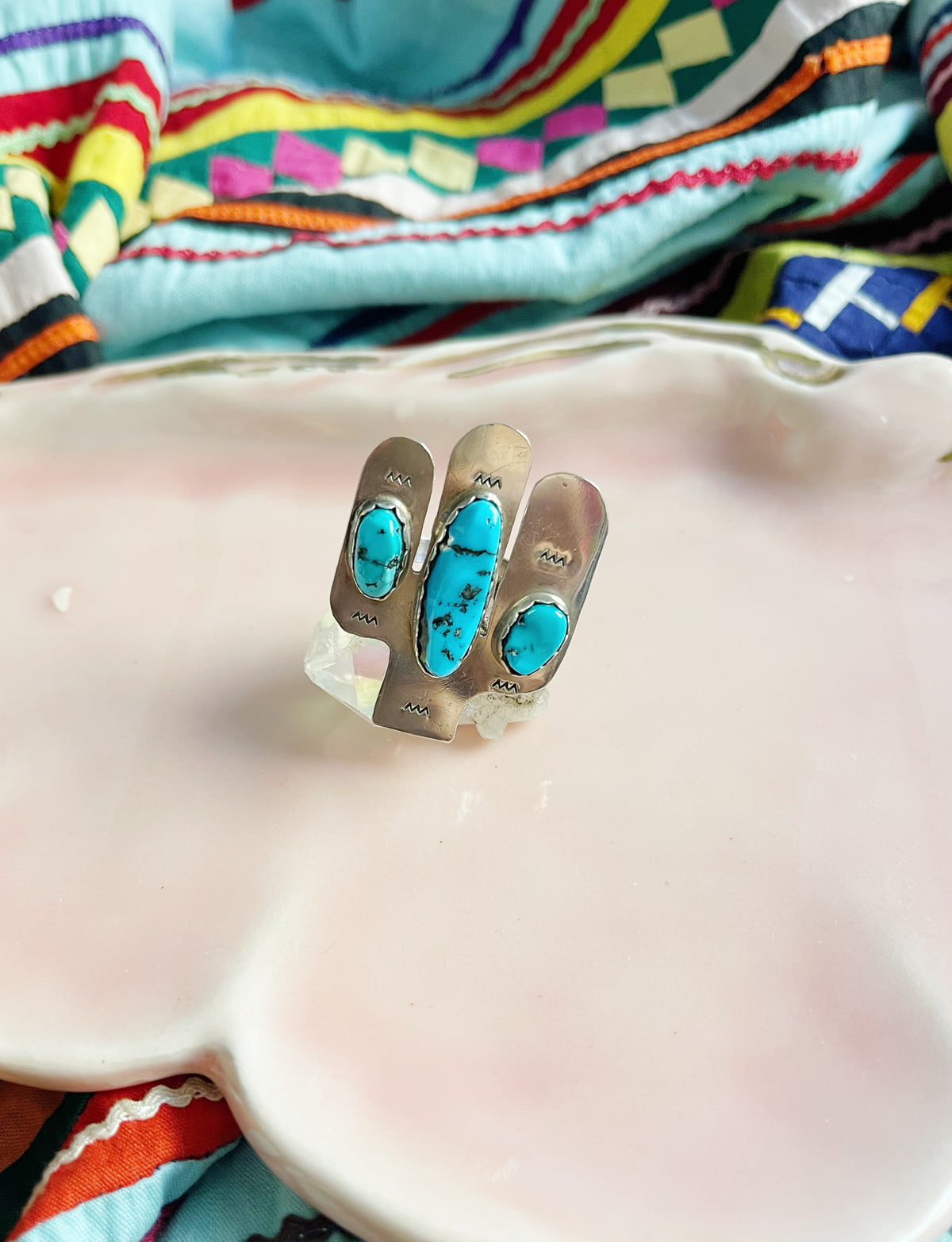 Fred Peters Cactus With Turquoise Ring