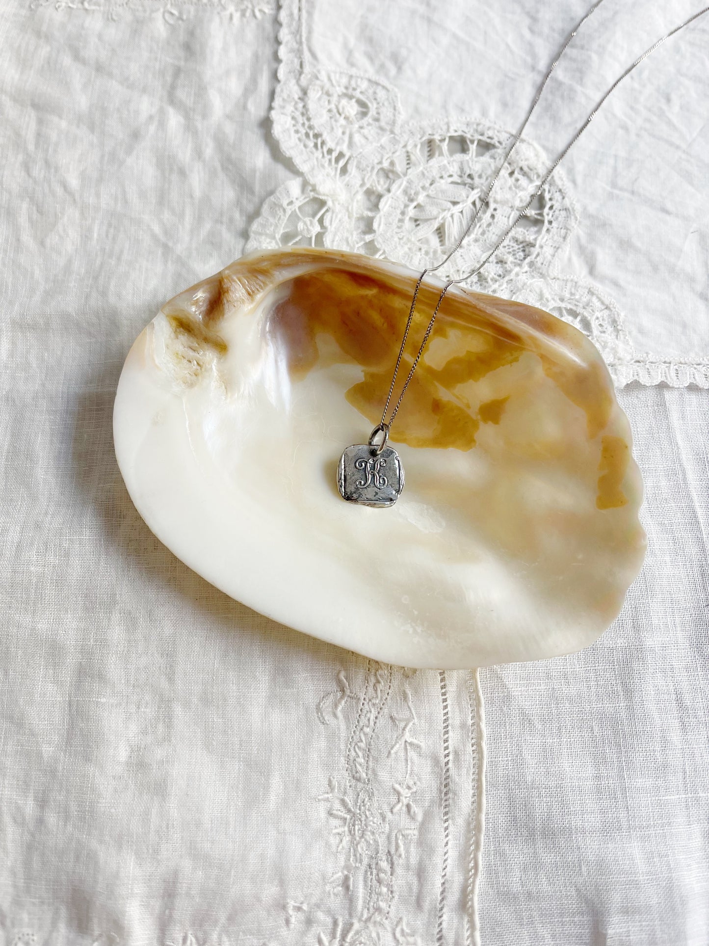 Vintage K Stamp Necklace