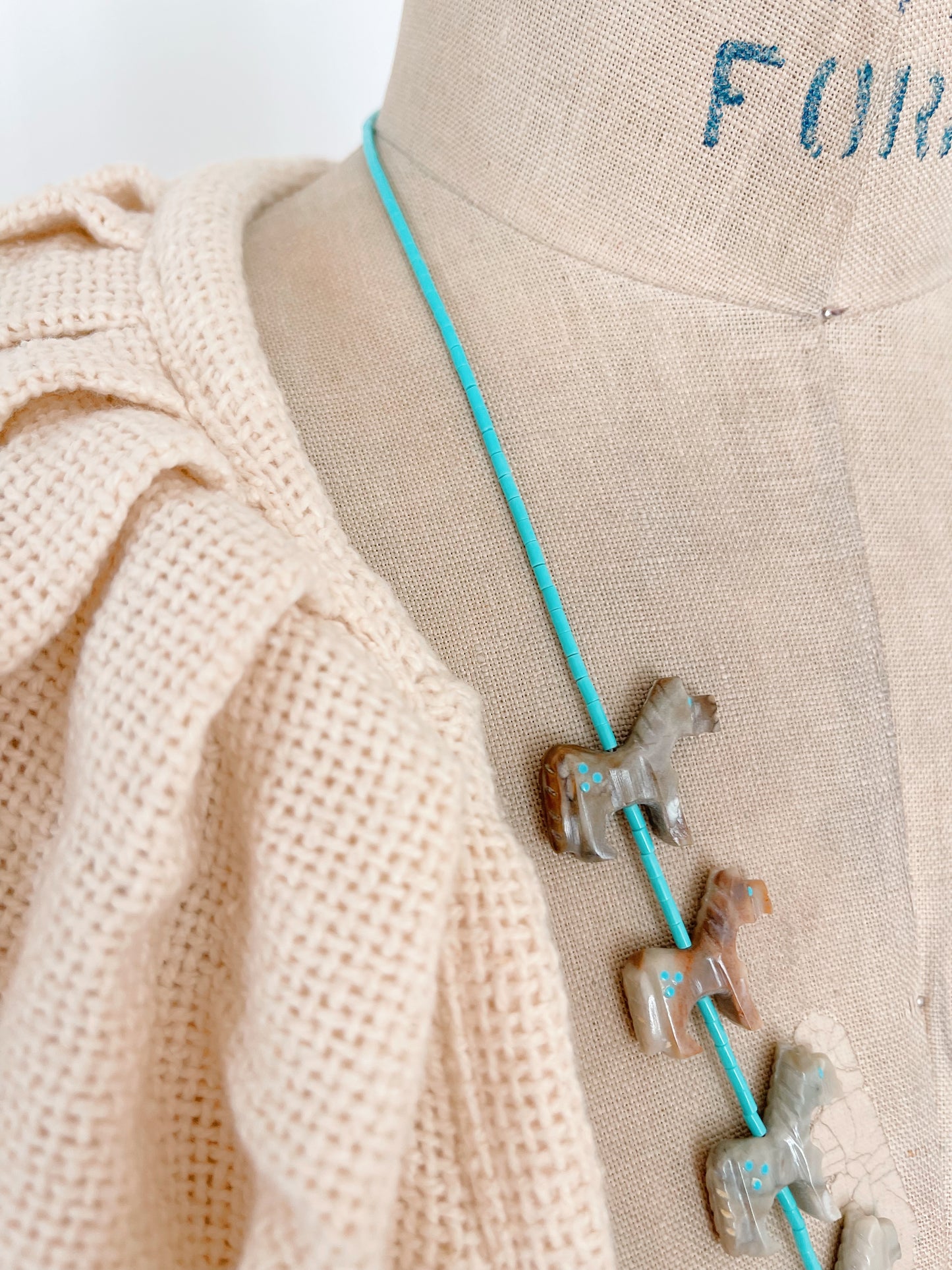 Zuni Horses Fetish Necklace and Pierce