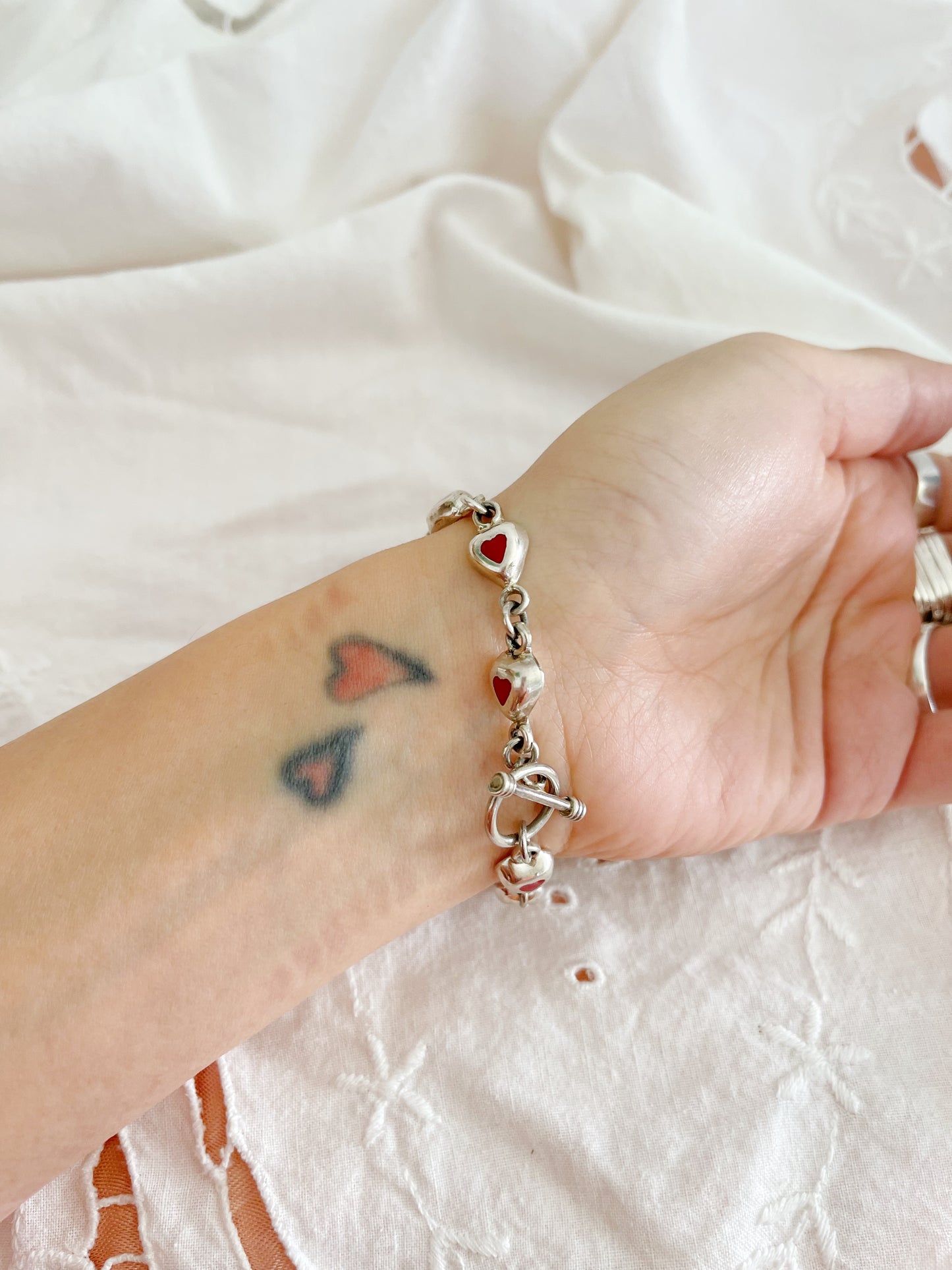 Vintage Tiny Heart Red Jasper Bracelet.