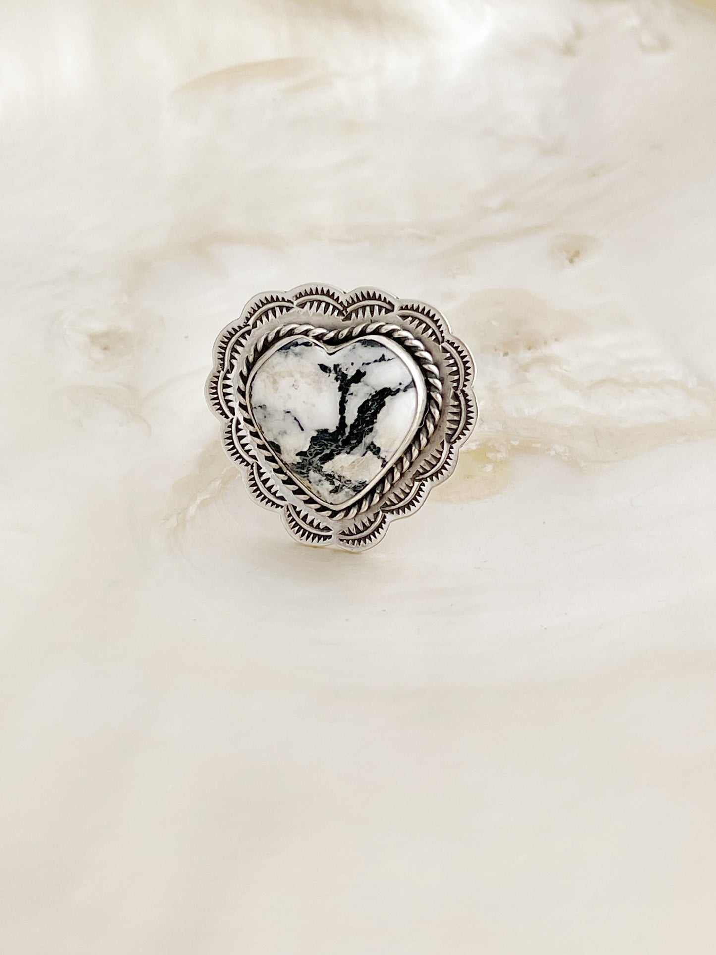 Arnold Goodluck White Buffalo Heart Ring.