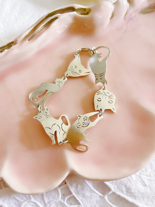 1990‘s Cats Sterling Silver Bracelet.