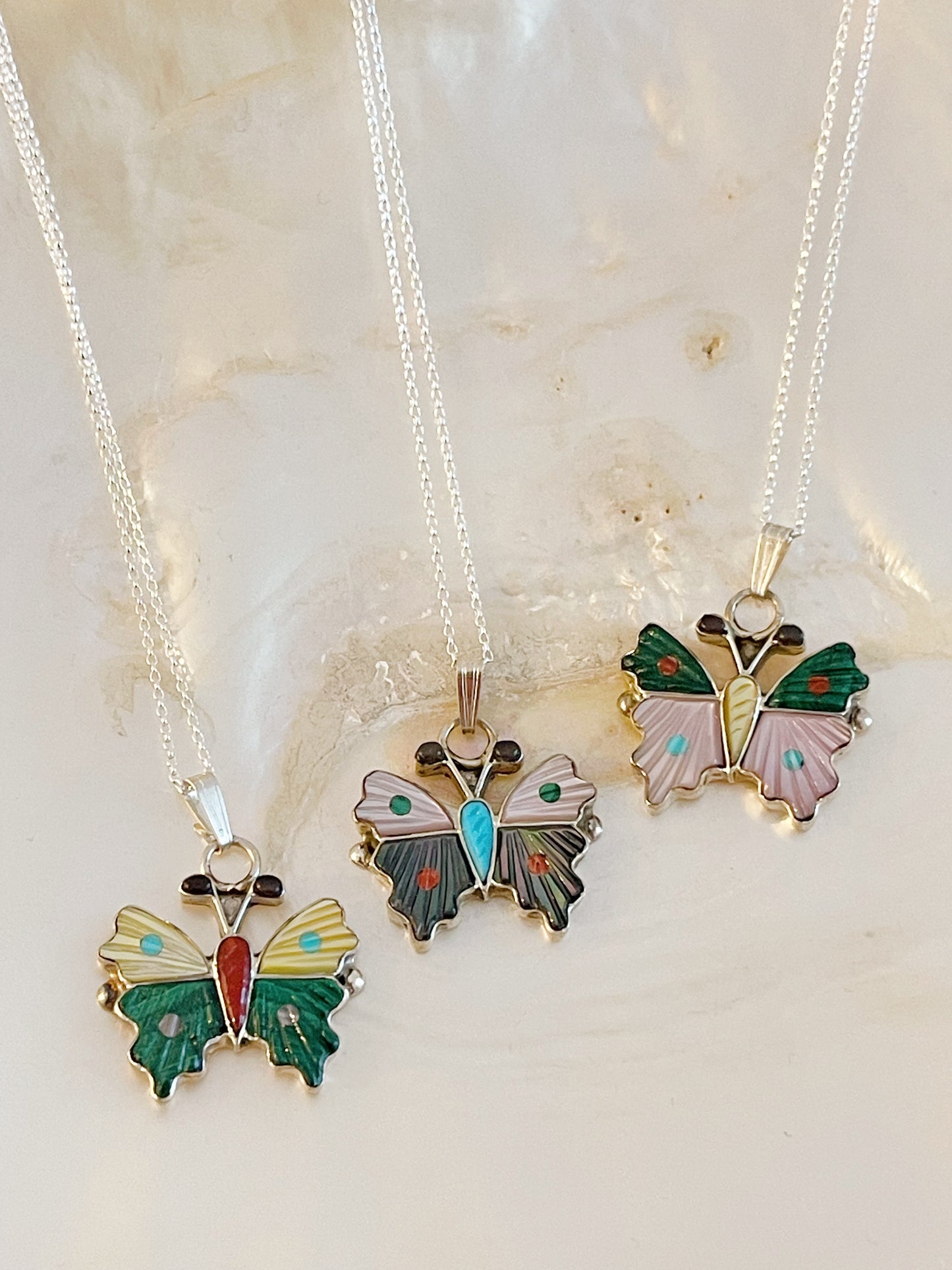 Zuni Tamara Pinto Butterfly Inlay Necklace.